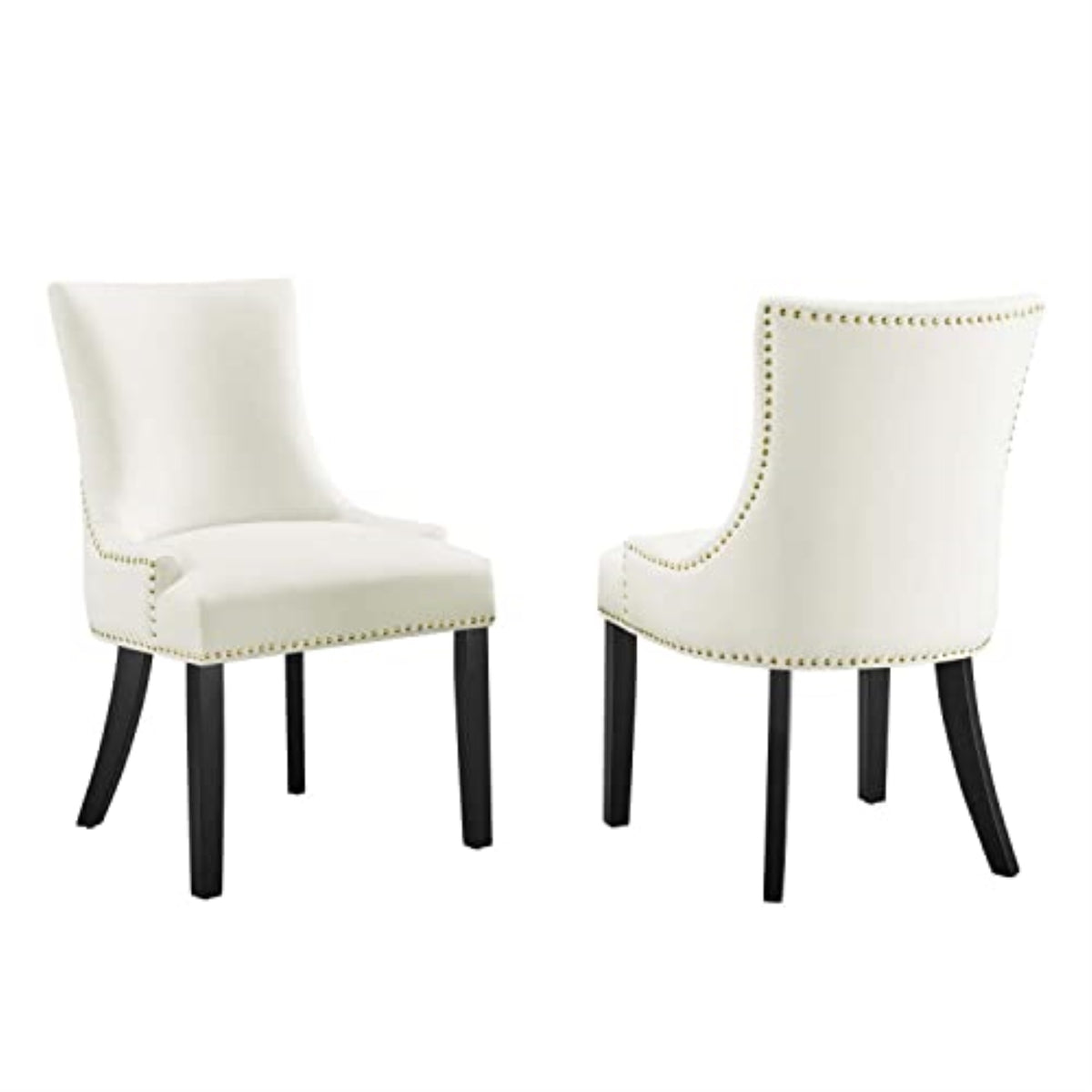 Casafoyer Marquis 20.5' Velvet Dining Side Chairs In White/Black (Set Of 2)