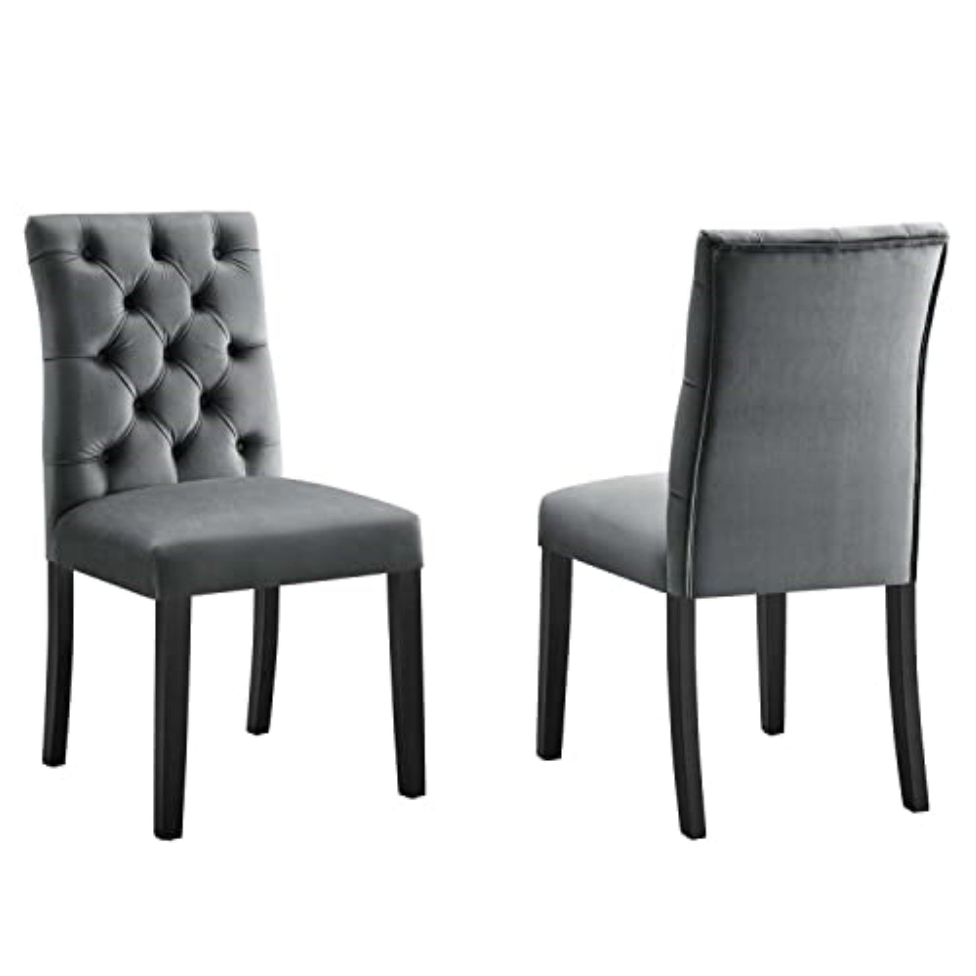 Casafoyer Duchess 21' Modern Velvet Dining Chairs In Gray/Black (Set Of 2)