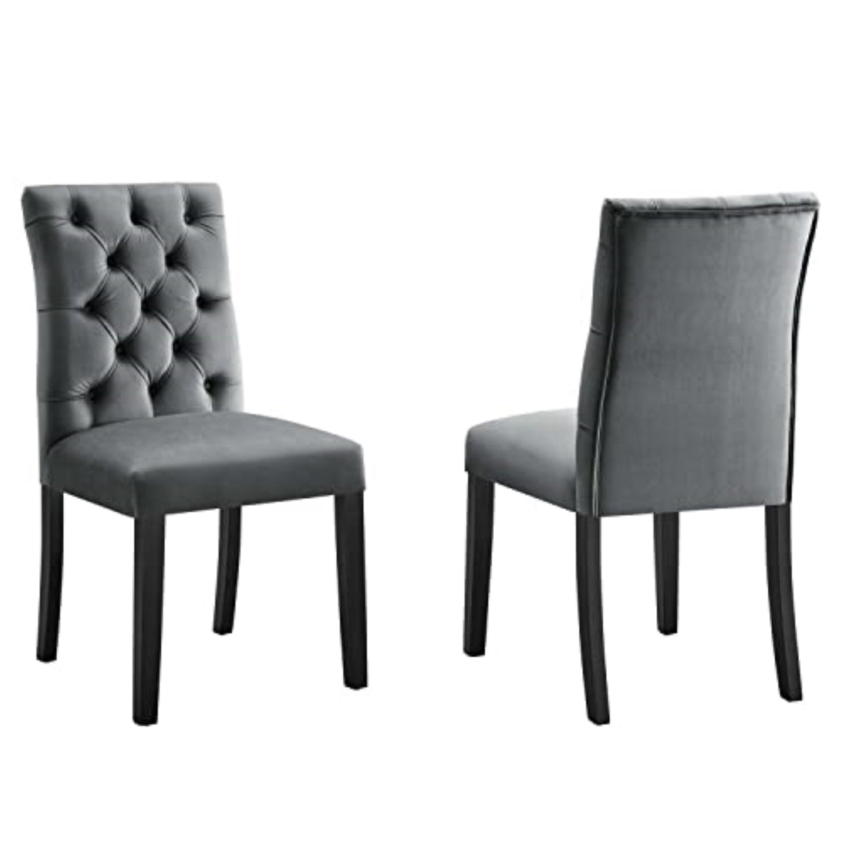 Casafoyer Duchess 21' Modern Velvet Dining Chairs In Gray/Black (Set Of 2)