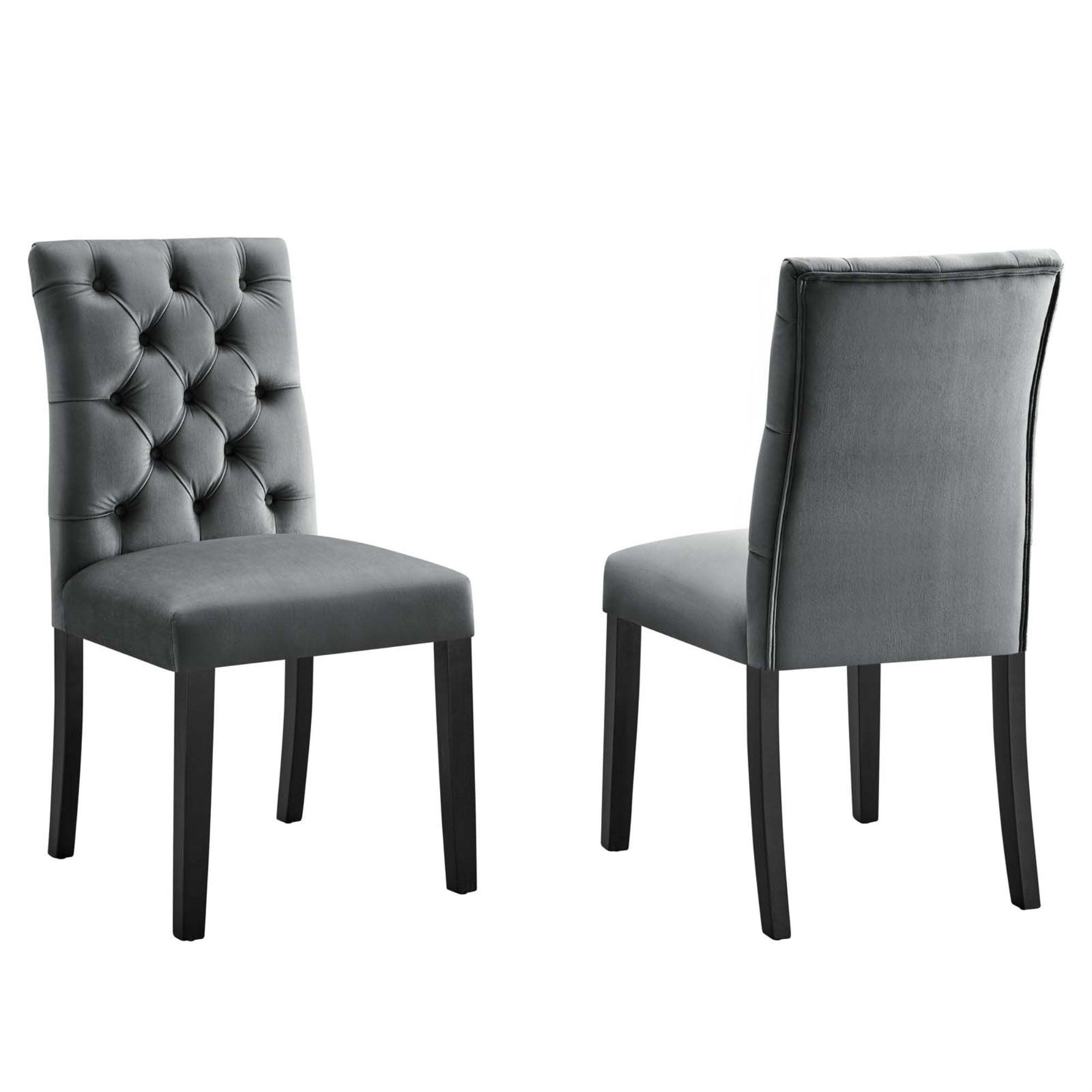 Ergode Dining Chairs - Set Of 2 | Elegant Design, Plush Button-Tufted Back, Stain-Resistant Velvet Upholstery | Sturdy Wood Legs | Premium Seating Experience