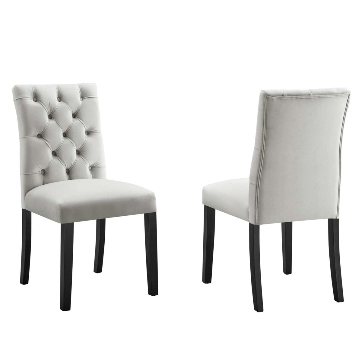 Casafoyer Duchess 21' Modern Velvet Dining Chairs In Light Gray/Black (Set Of 2)