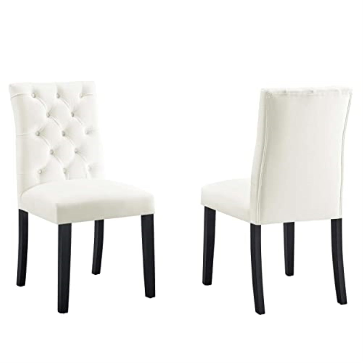 Casafoyer Duchess 21' Modern Velvet Dining Chairs In White/Black (Set Of 2)