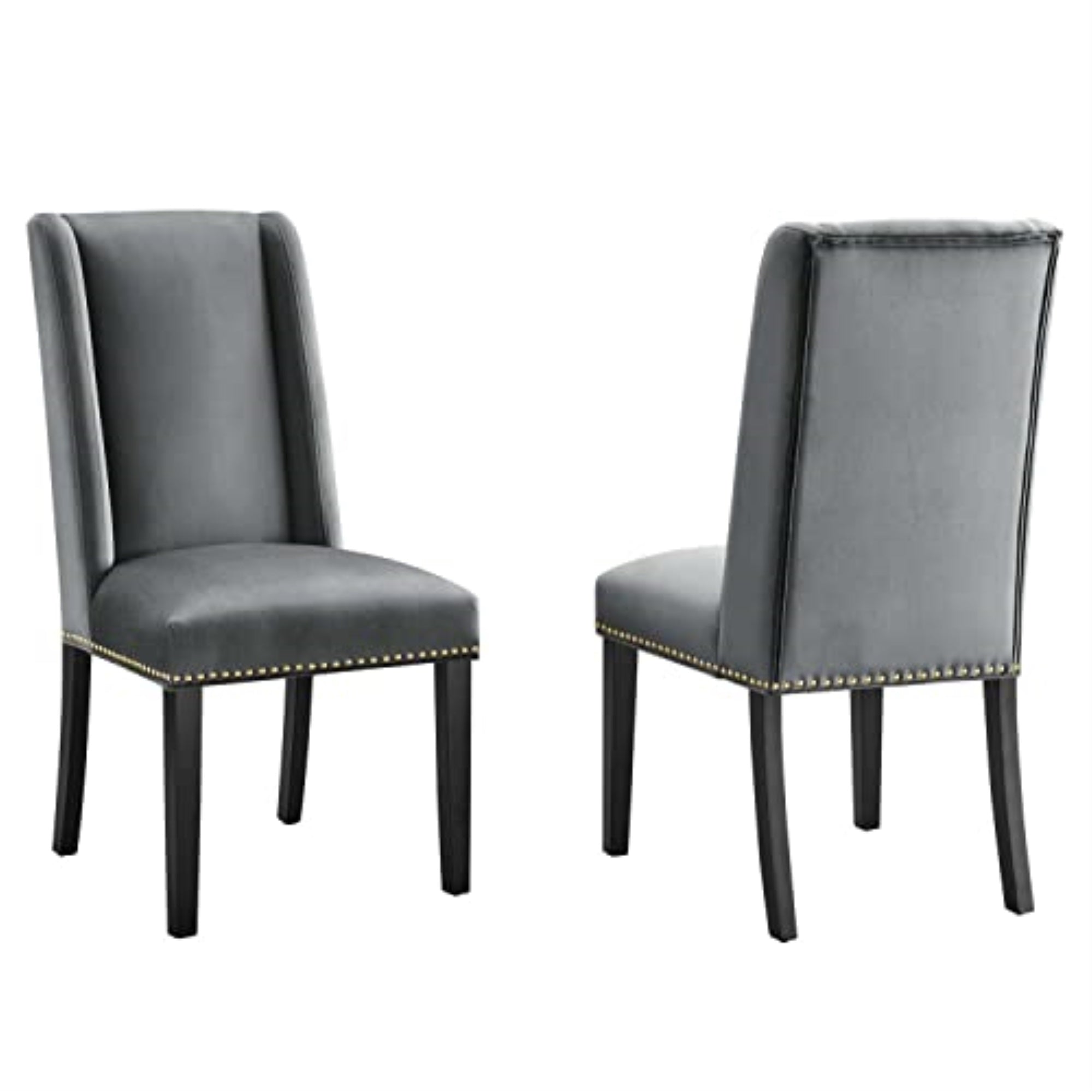 Casafoyer Baron 19.5' Modern Velvet Dining Chairs In Gray/Black (Set Of 2)