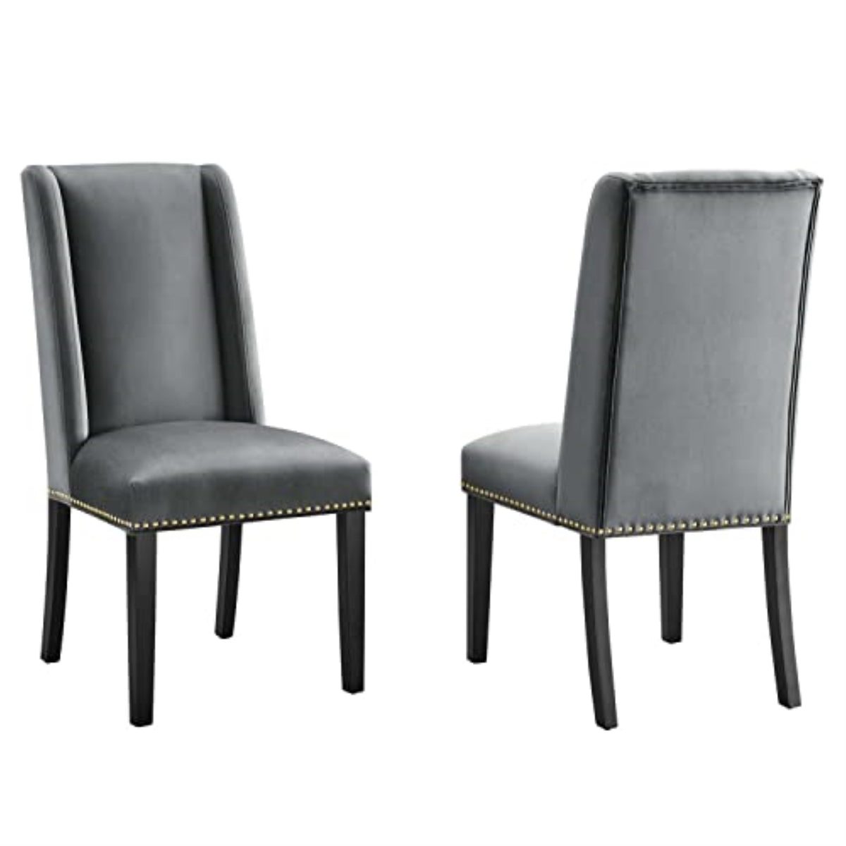 Casafoyer Baron 19.5' Modern Velvet Dining Chairs In Gray/Black (Set Of 2)