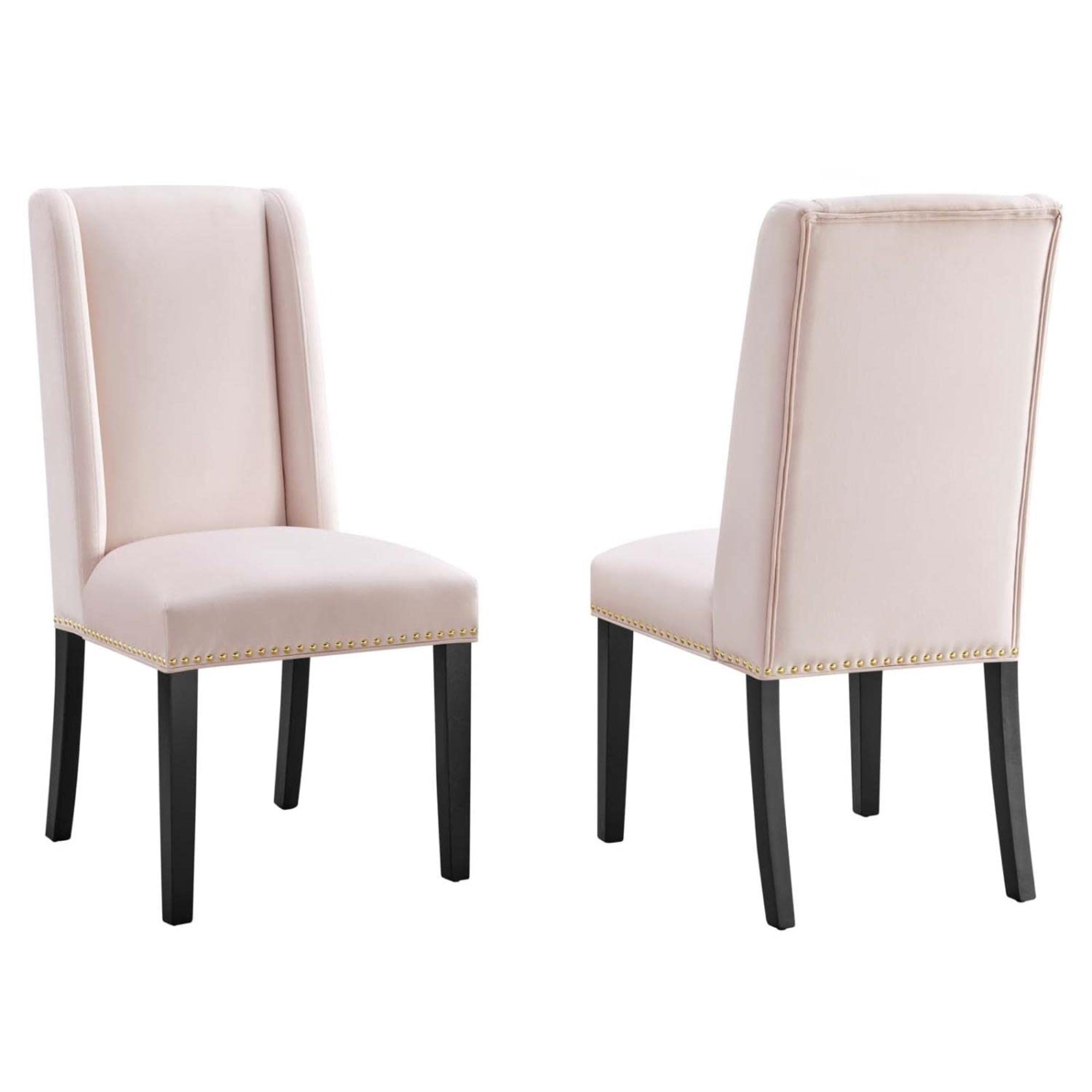 Casafoyer Baron 19.5' Modern Velvet Dining Chairs In Pink/Black (Set Of 2)