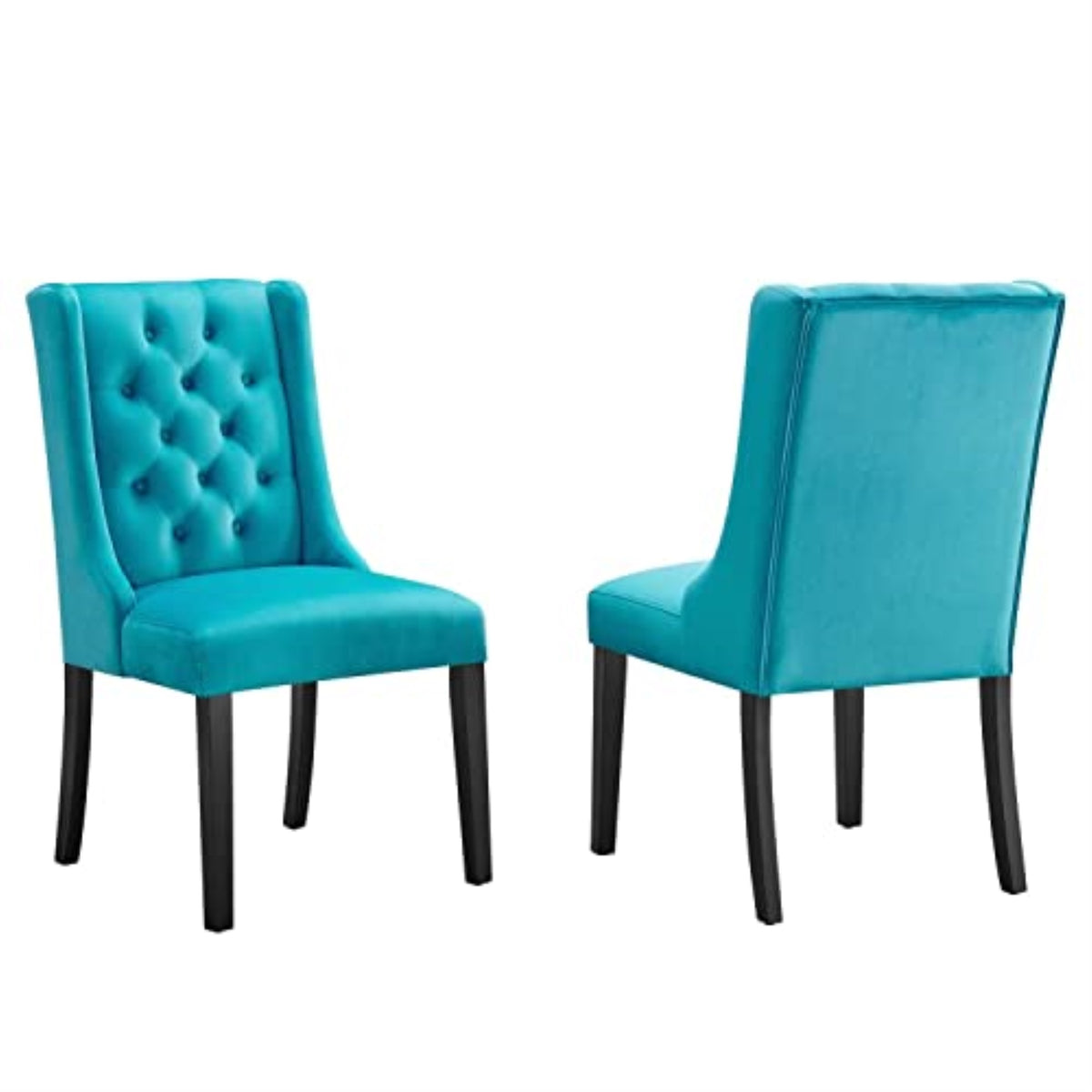 Casafoyer Baronet 20' Tufted Velvet Dining Chairs In Blue/Black (Set Of 2)