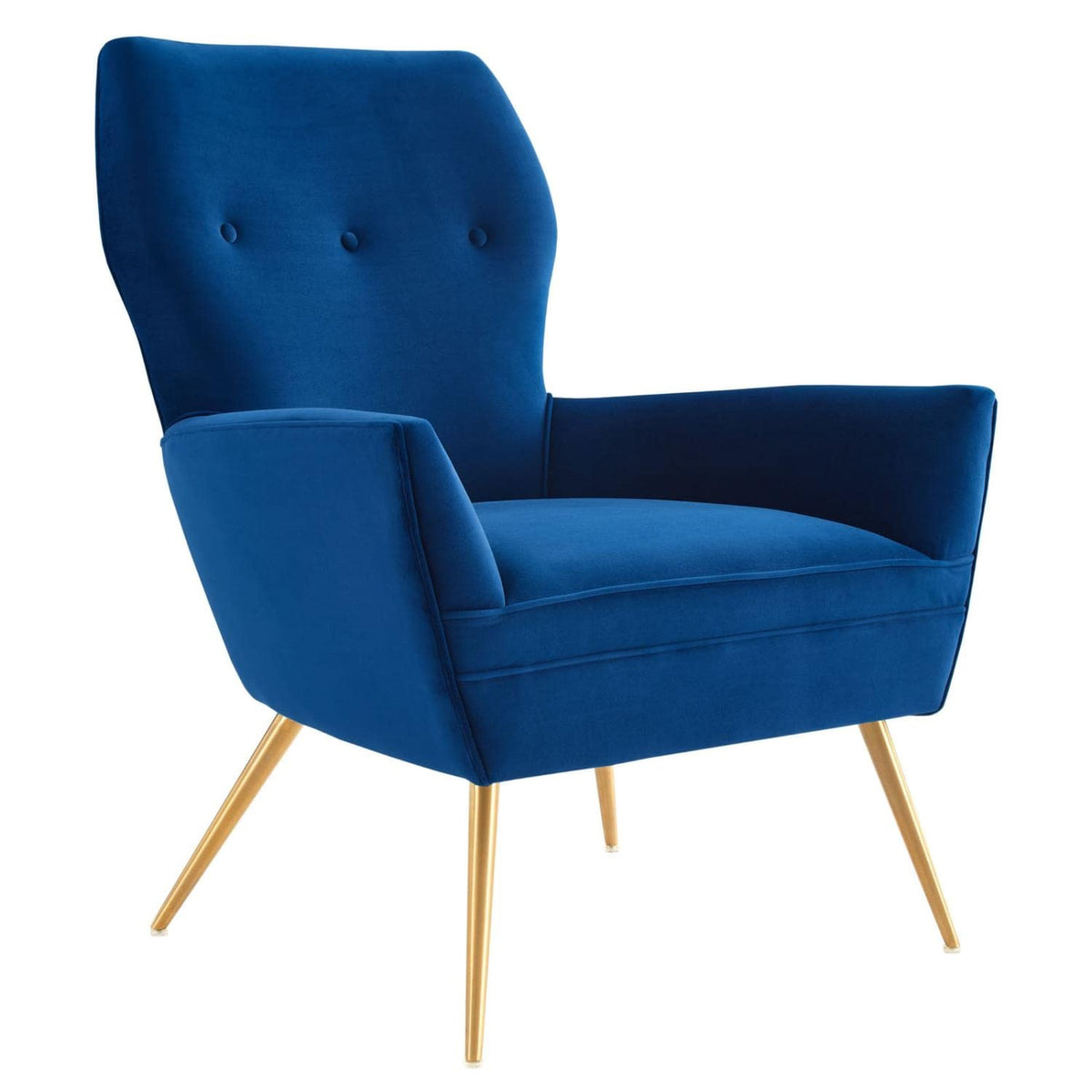 Casafoyer Renata Modern Tufted Performance Velvet Armchair In Navy/Gold