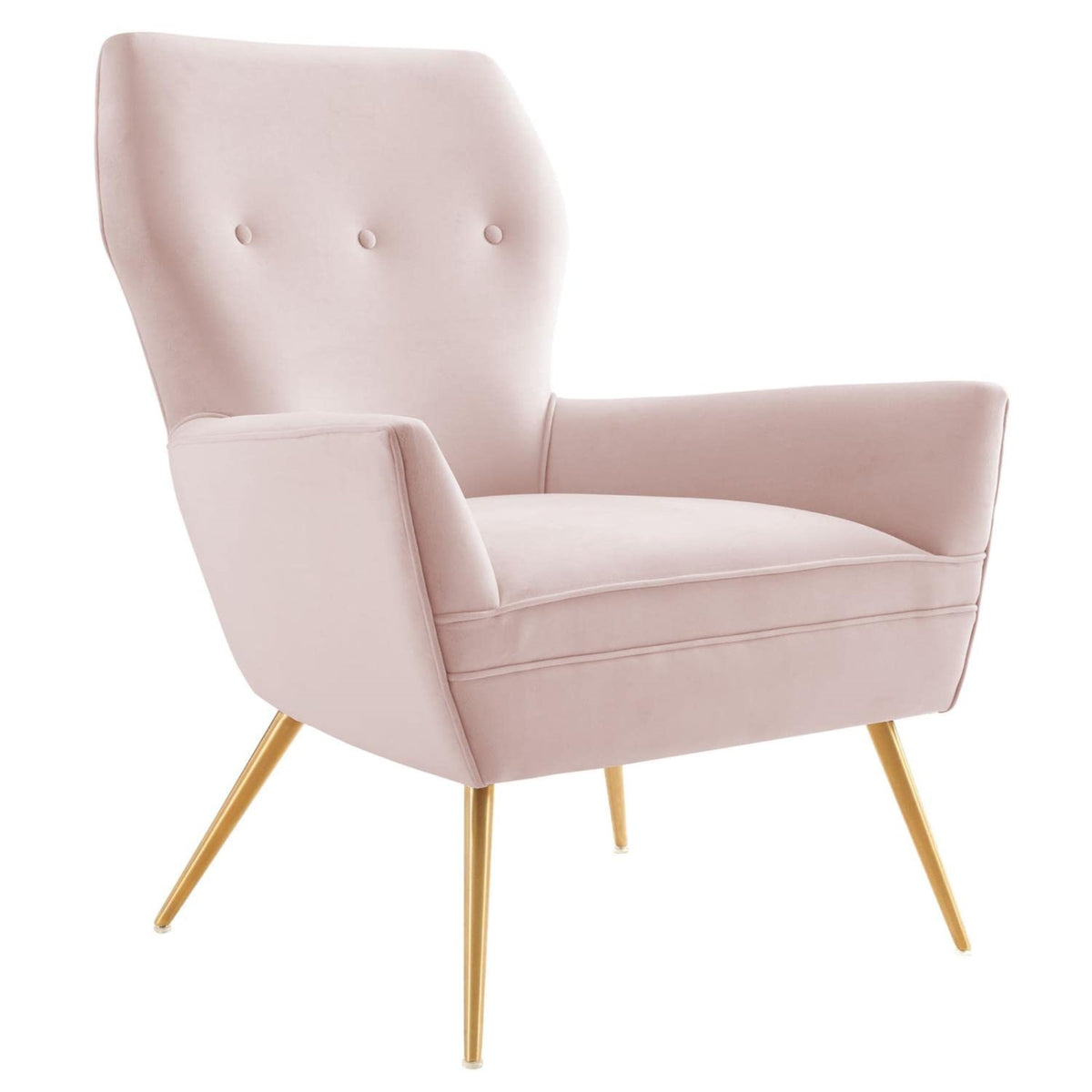 Casafoyer Renata Modern Tufted Performance Velvet Armchair In Pink/Gold