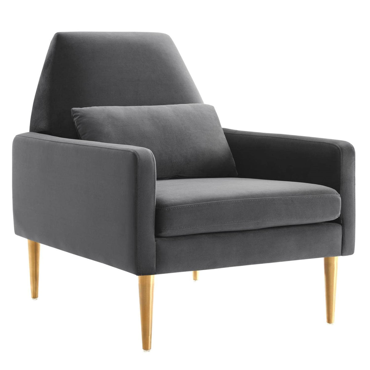 Casafoyer Liliana Performance Velvet Armchair With Charcoal Finish Eei-5021-Cha