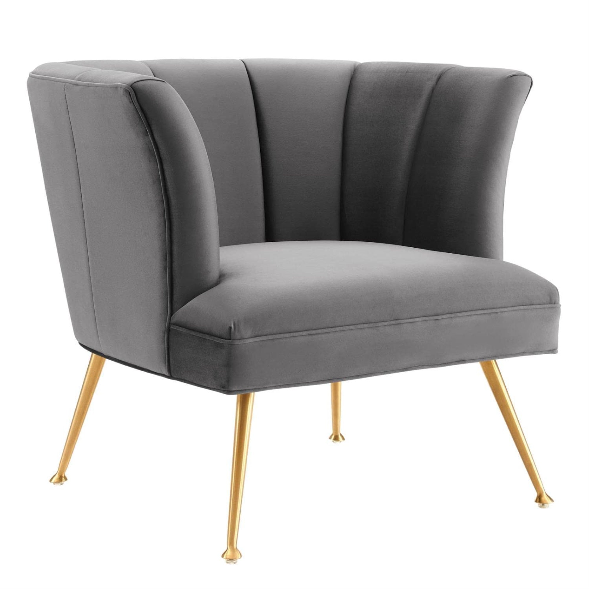 Casafoyer Veronica Modern Channel Tufted Performance Velvet Armchair In Gray