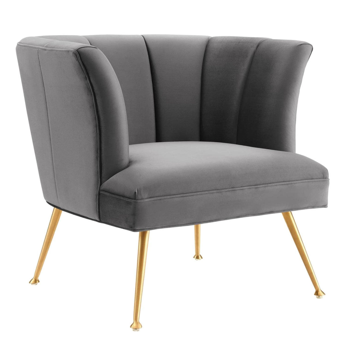 Casafoyer Veronica Modern Channel Tufted Performance Velvet Armchair In Gray