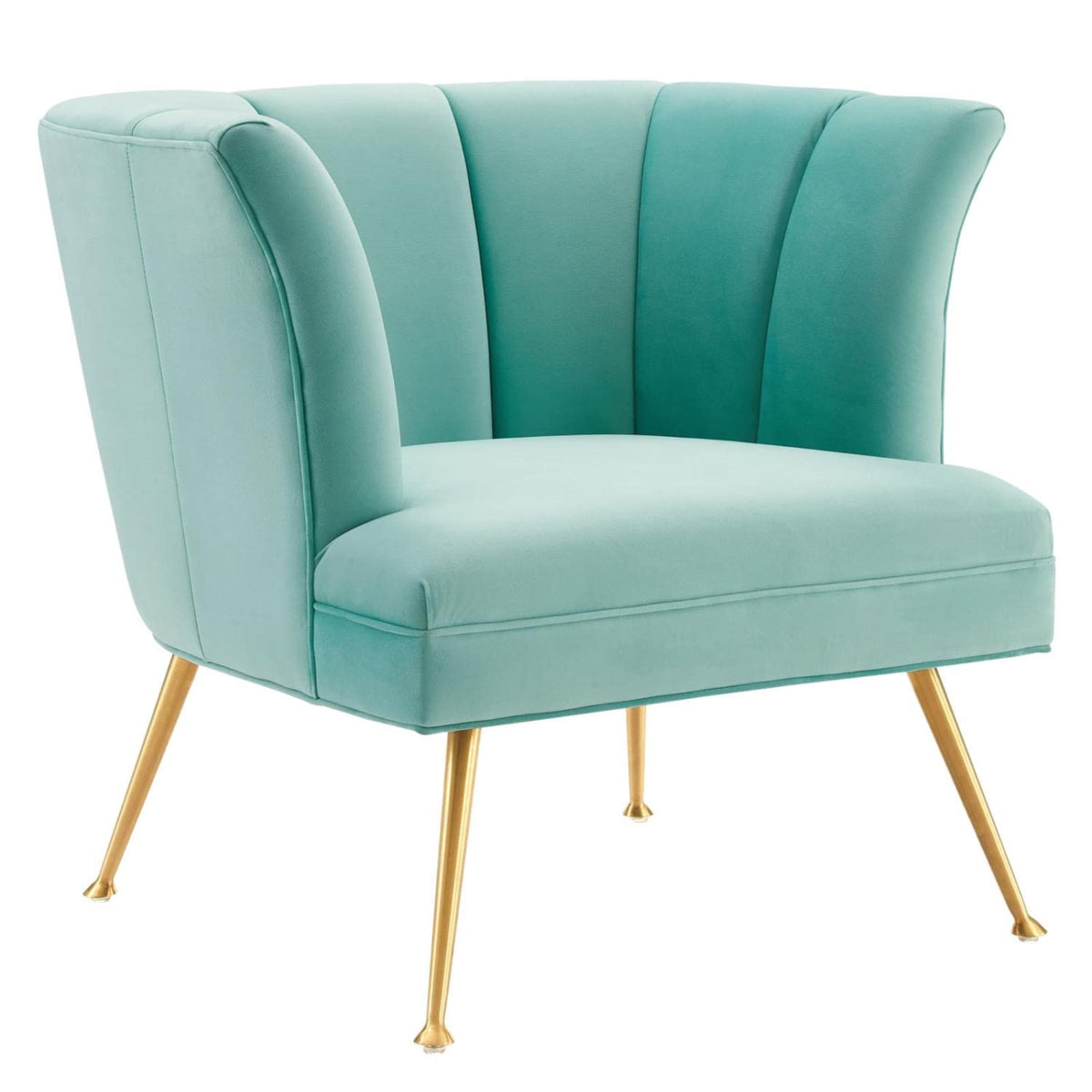 Casafoyer Veronica Modern Channel Tufted Performance Velvet Armchair In Mint Blue