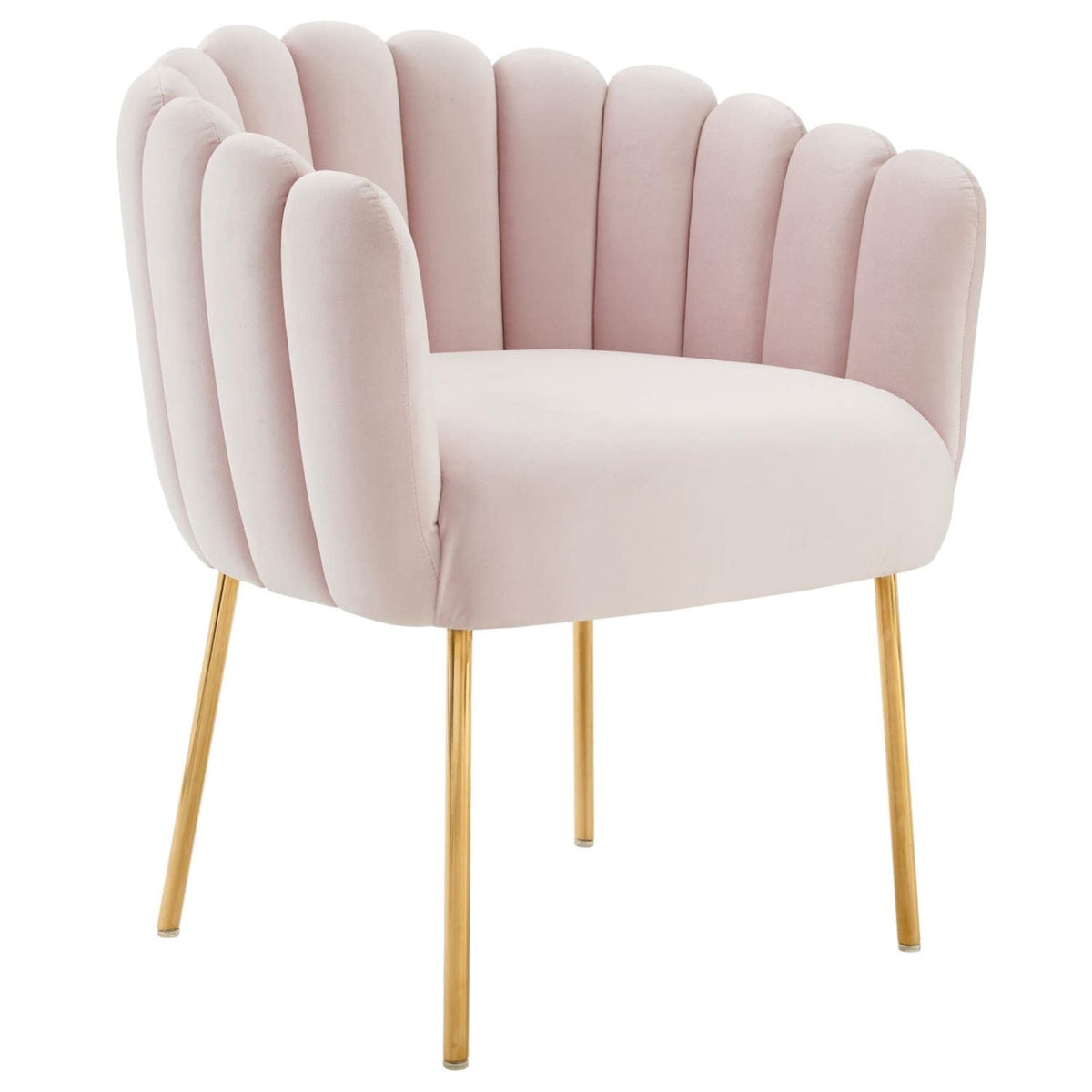Casafoyer Sanna Modern Channel Tufted Performance Velvet Armchair In Pink/Gold