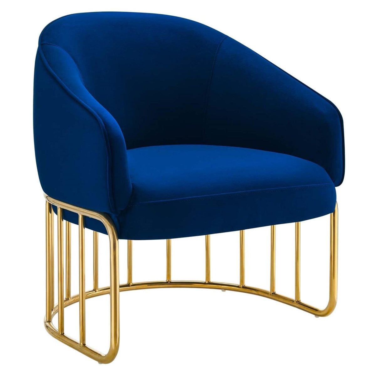 Casafoyer Legacy Performance Velvet Armchair With Navy Finish Eei-5025-Nav