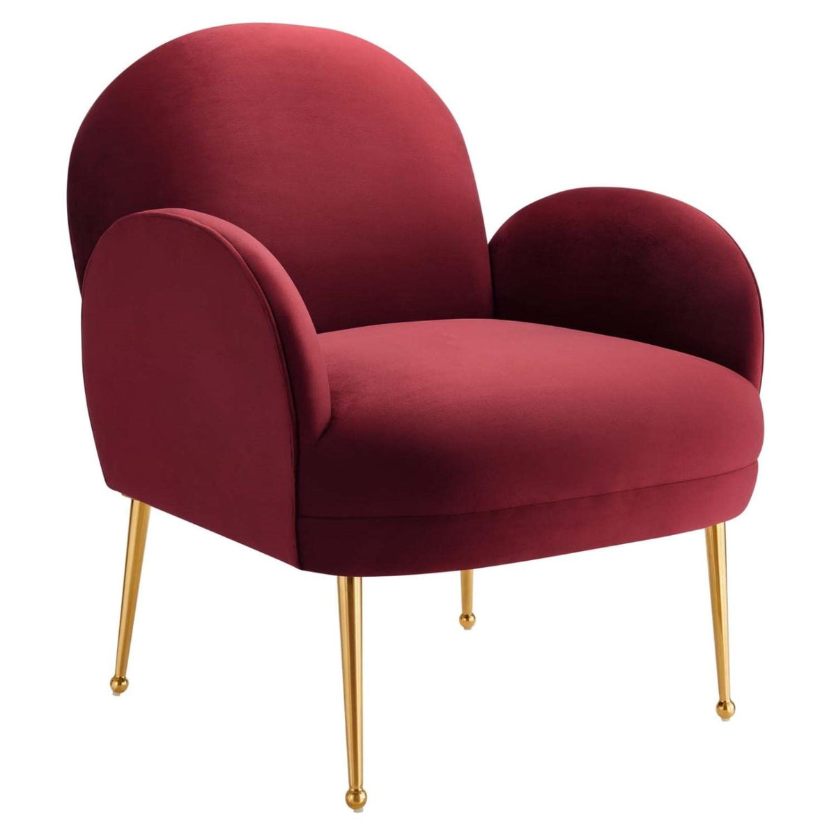 Casafoyer Transcend Performance Velvet Armchair With Maroon Finish Eei-5026-Mar