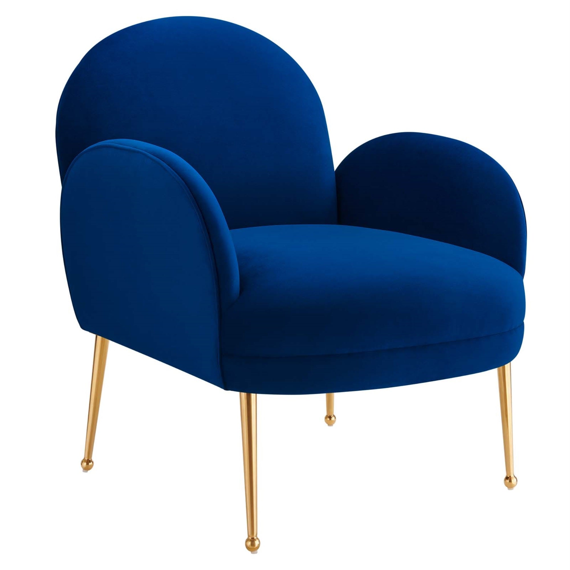 Luxurious Transcend Velvet Armchair: Retro-Modern Design, Gold Legs, Comfortable Seating