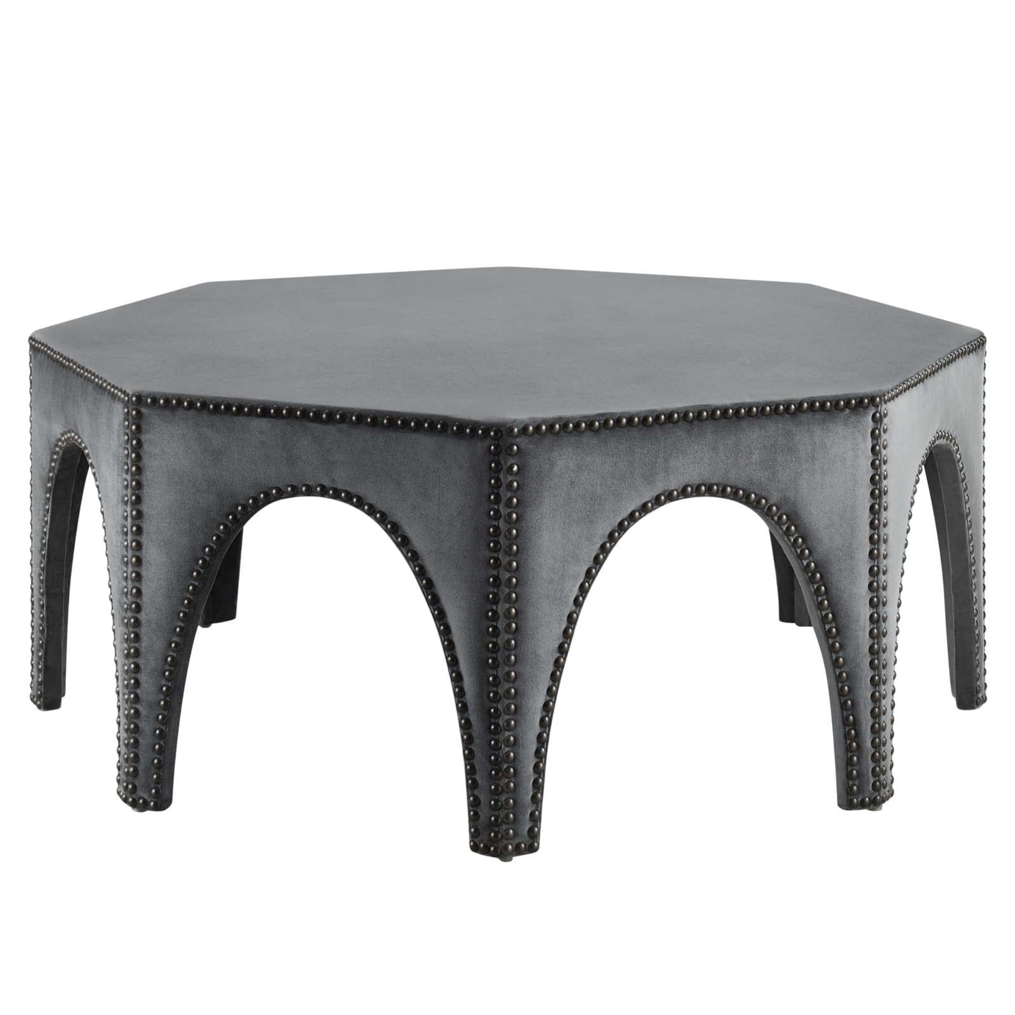 Casafoyer Victory Performance Velvet Ottoman With Gray Finish Eei-5035-Gry