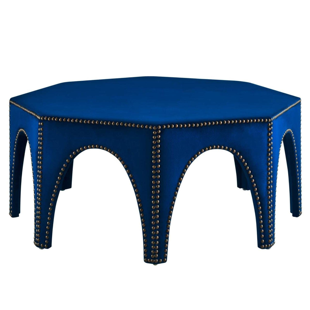 Casafoyer Victory Performance Velvet Ottoman With Navy Finish Eei-5035-Nav
