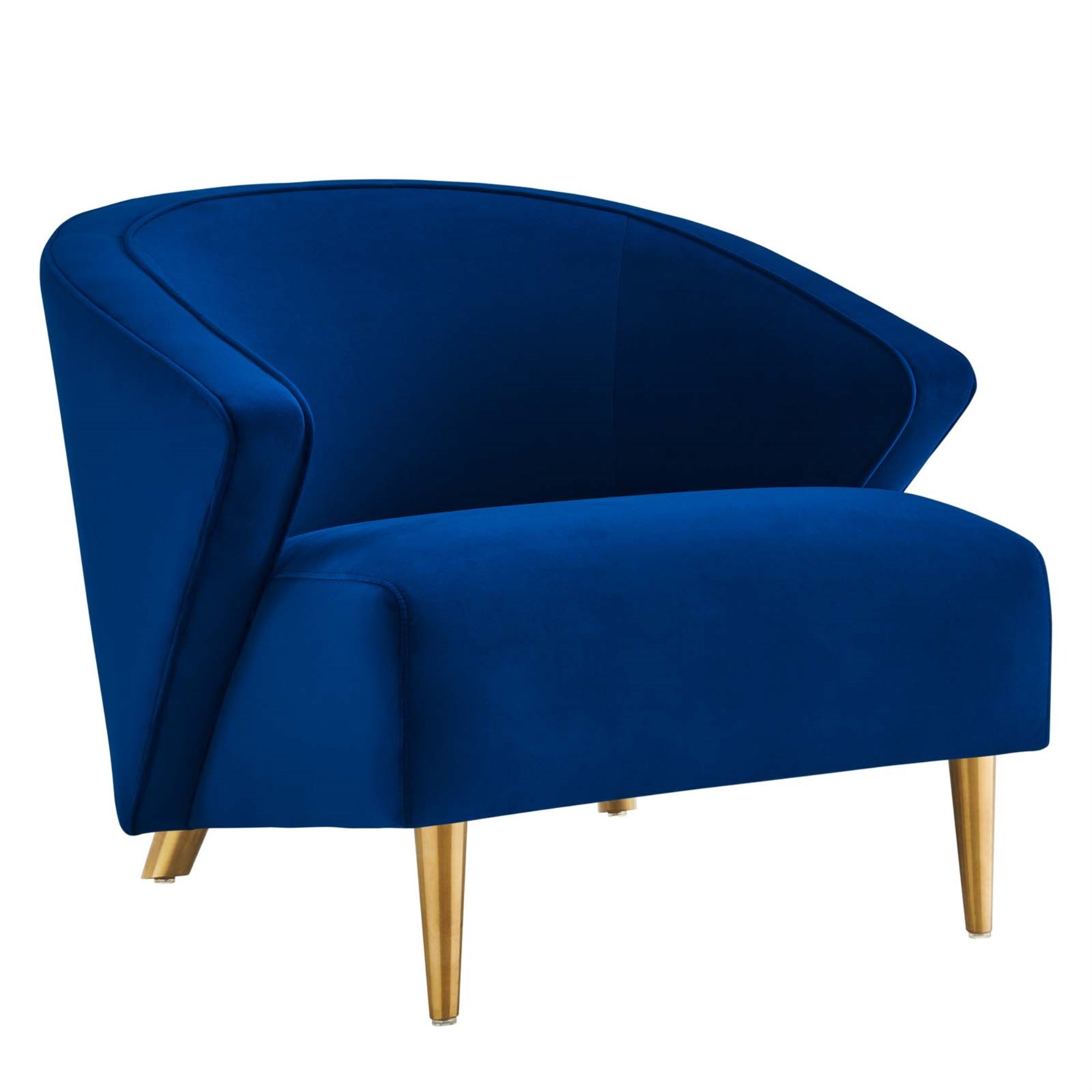 Elegant And Comfortable Mid-Century Modern Velvet Armchair With Gold Legs