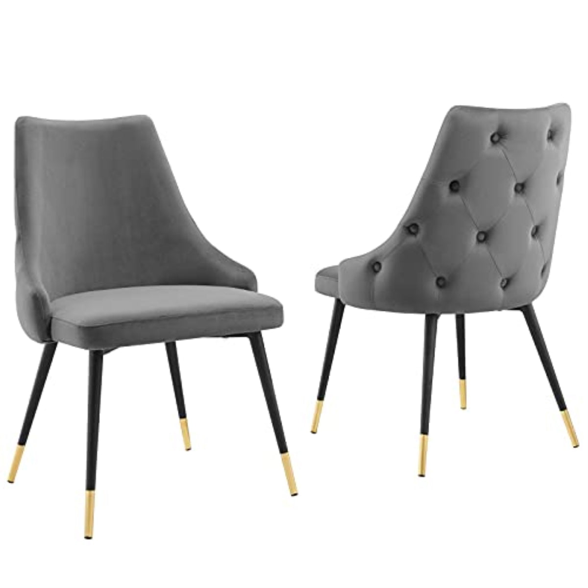 Casafoyer Adorn Tufted Performance Velvet Accent, Dining Side Chair - Set Of 2, Gray