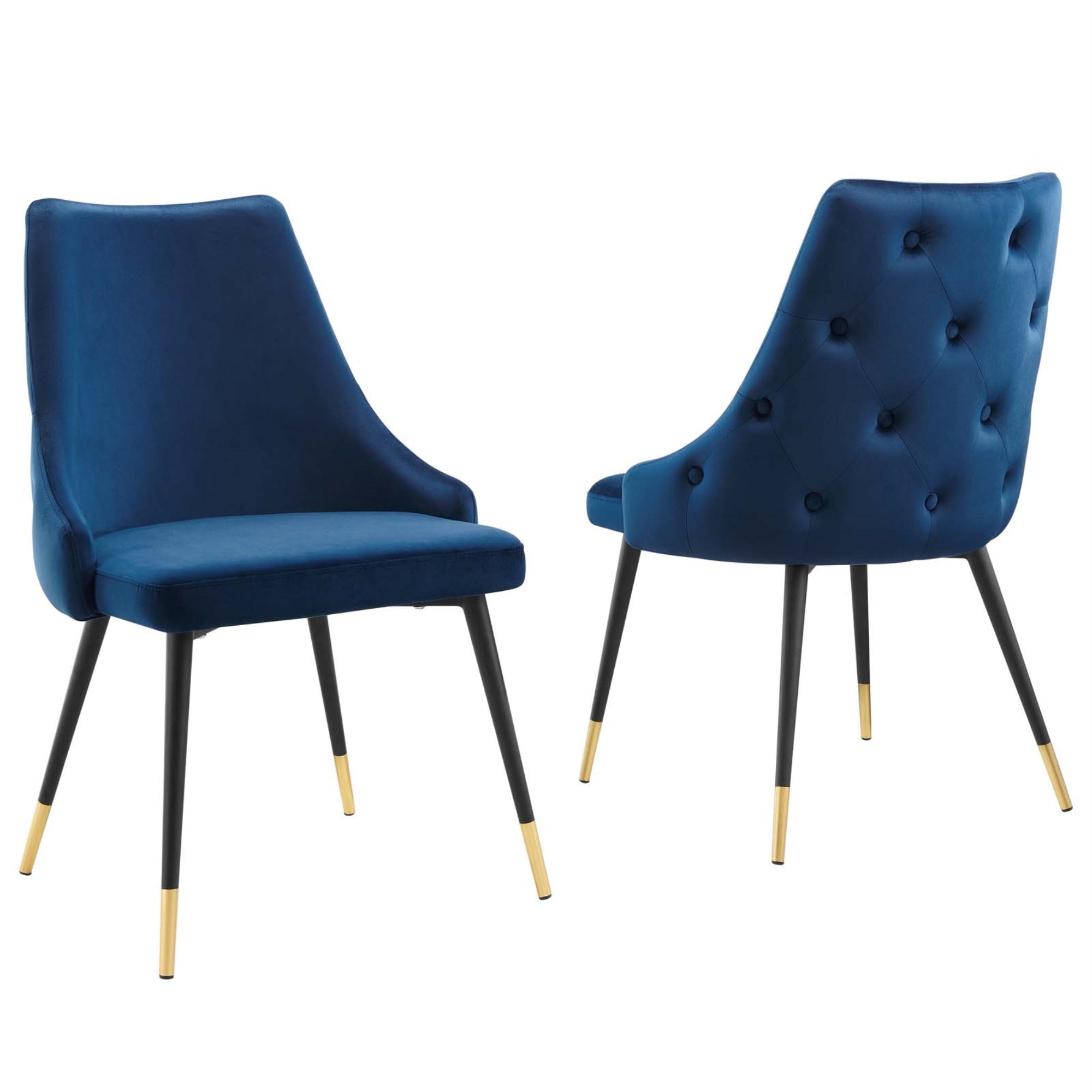 Adorn Tufted Performance Velvet Dining Side Chair - Elegant, Comfortable, And Versatile. Set Of 2. Navy. No Assembly Required.