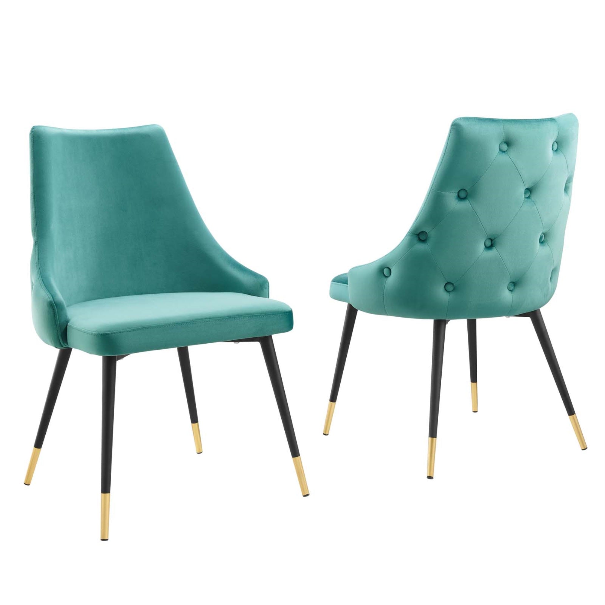Adorn Tufted Performance Velvet Dining Side Chair - Elegant, Comfortable, Versatile - Set Of 2, Teal