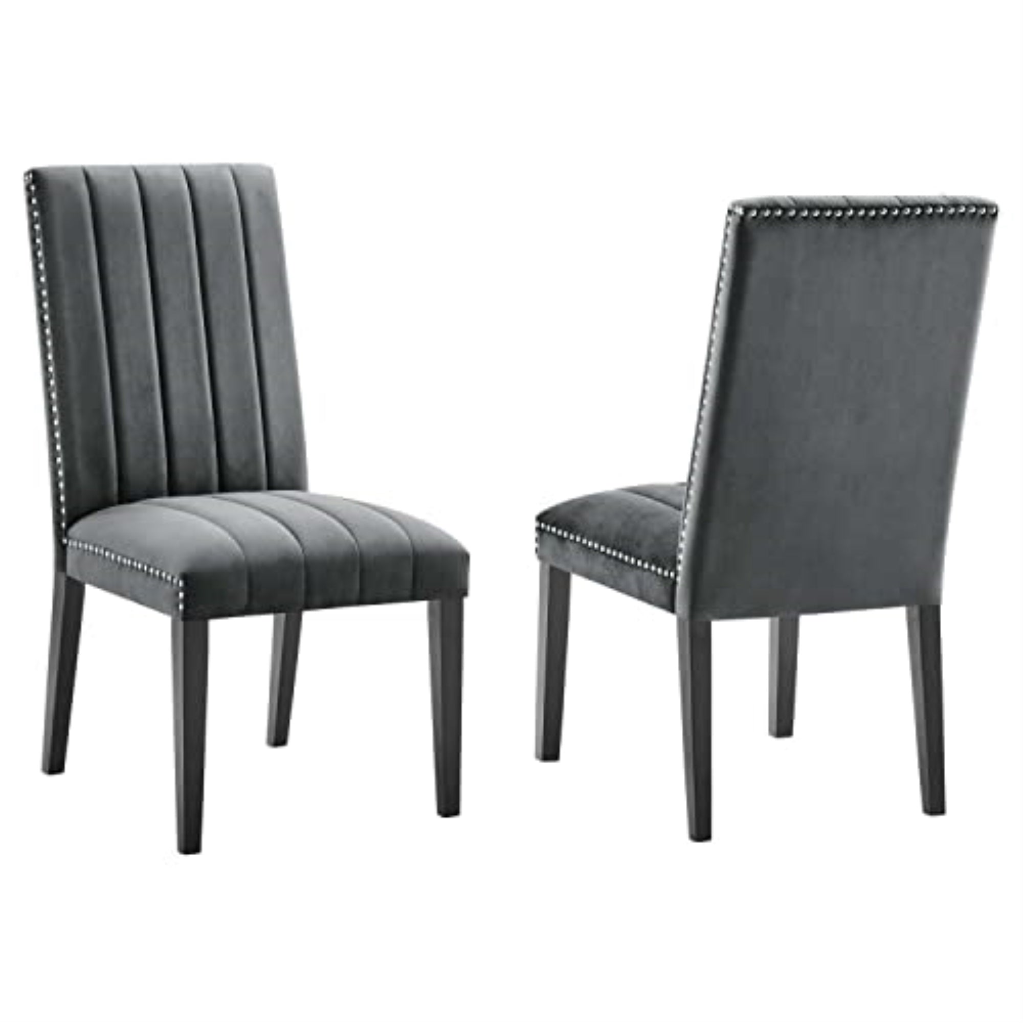 Casafoyer Gray Catalyst Velvet Set Of 2 Dining Side Chairs Eei-5081-Gry