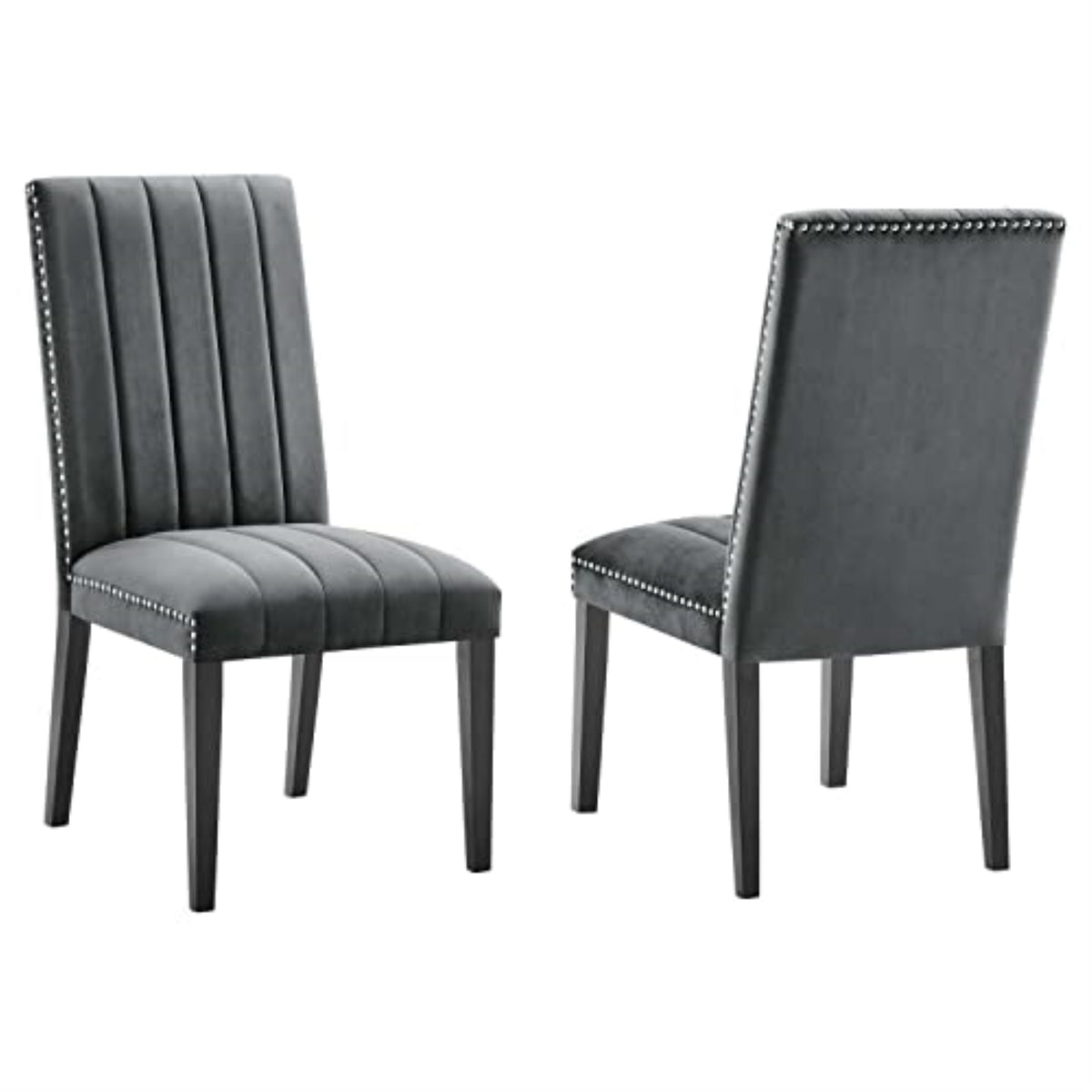 Casafoyer Gray Catalyst Velvet Set Of 2 Dining Side Chairs Eei-5081-Gry