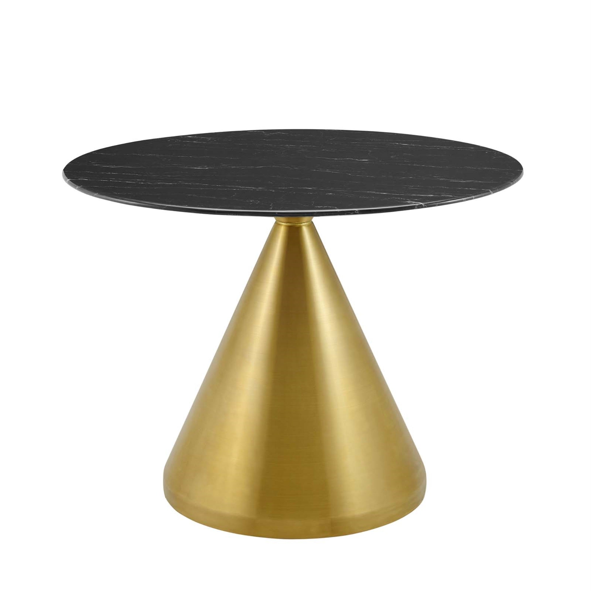 Tupelo 40' Dining Table - Modern Style, Mid-Century Charm, Polished Gold Metal Base, Easy To Clean Artificial Marble Top, Non-Marking Ring, Assembly Required