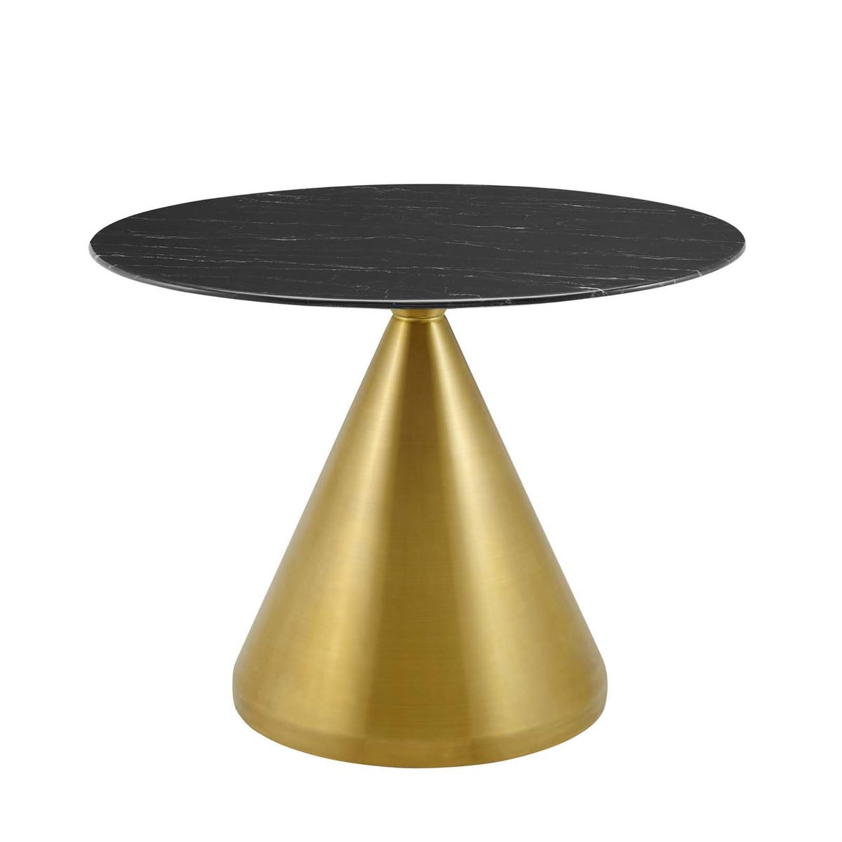 Tupelo 40' Dining Table - Modern Style, Mid-Century Charm, Polished Gold Metal Base, Easy To Clean Artificial Marble Top, Non-Marking Ring, Assembly Required