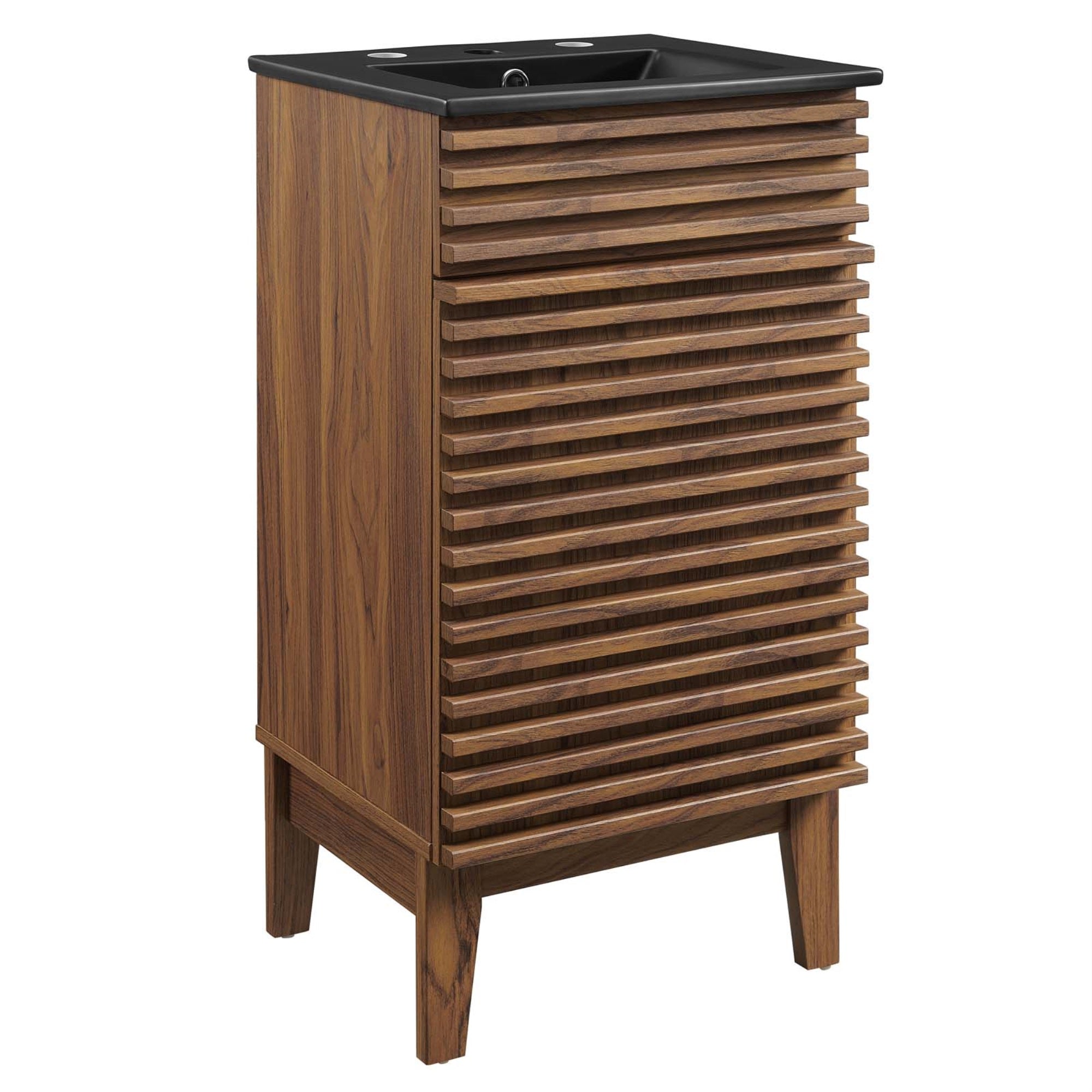 Ergode Vanity - 18' Bathroom Vanity With Ceramic Basin, Storage Shelf & Modern Design