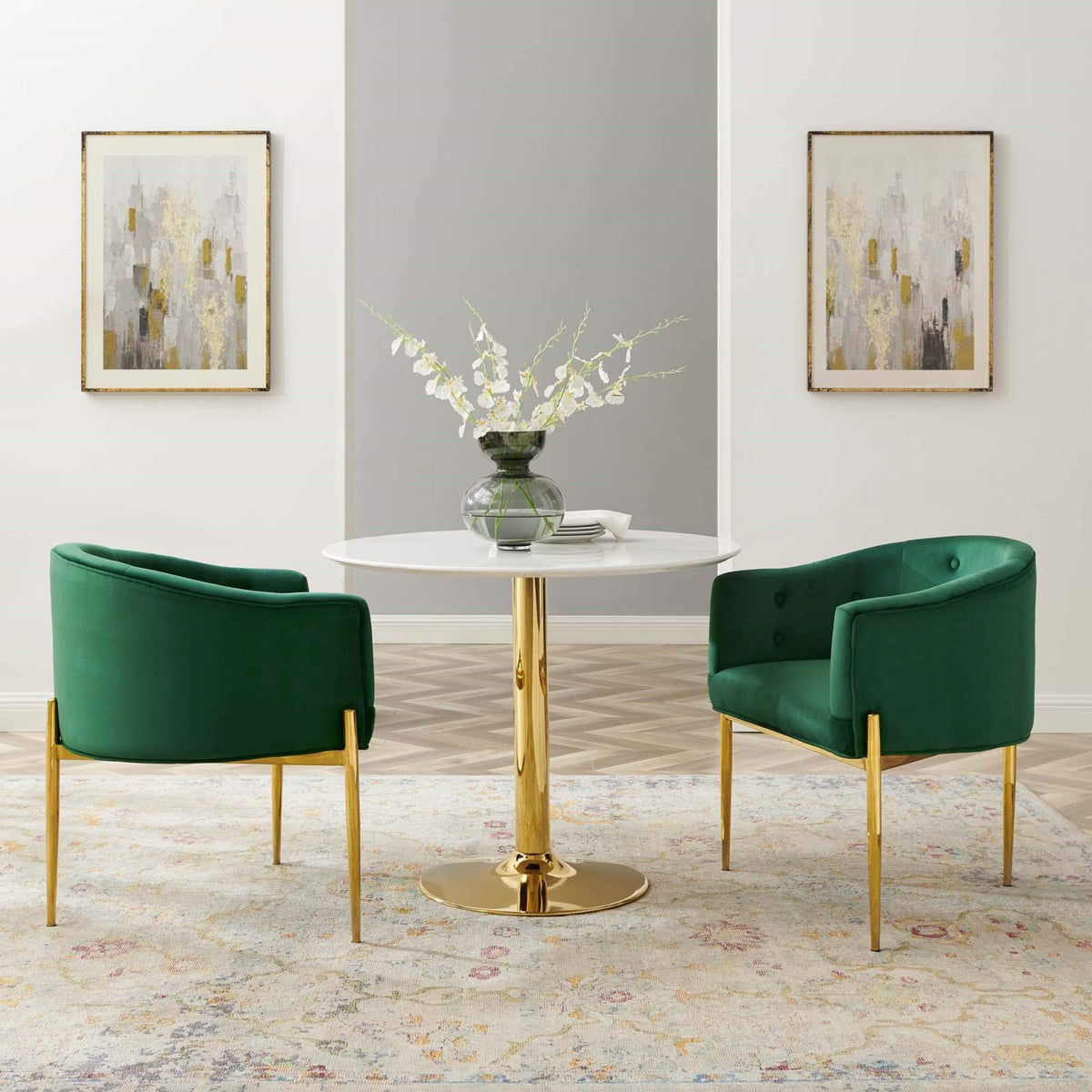 Casafoyer Savour Tufted Performance Velvet Accent Chairs In Emerald - Set Of 2