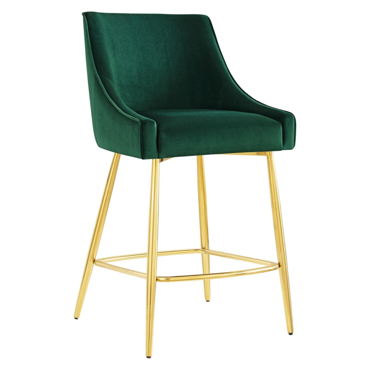 Casafoyer Discern Performance Velvet Counter Stool With Green Finish Eei-5474-Grn