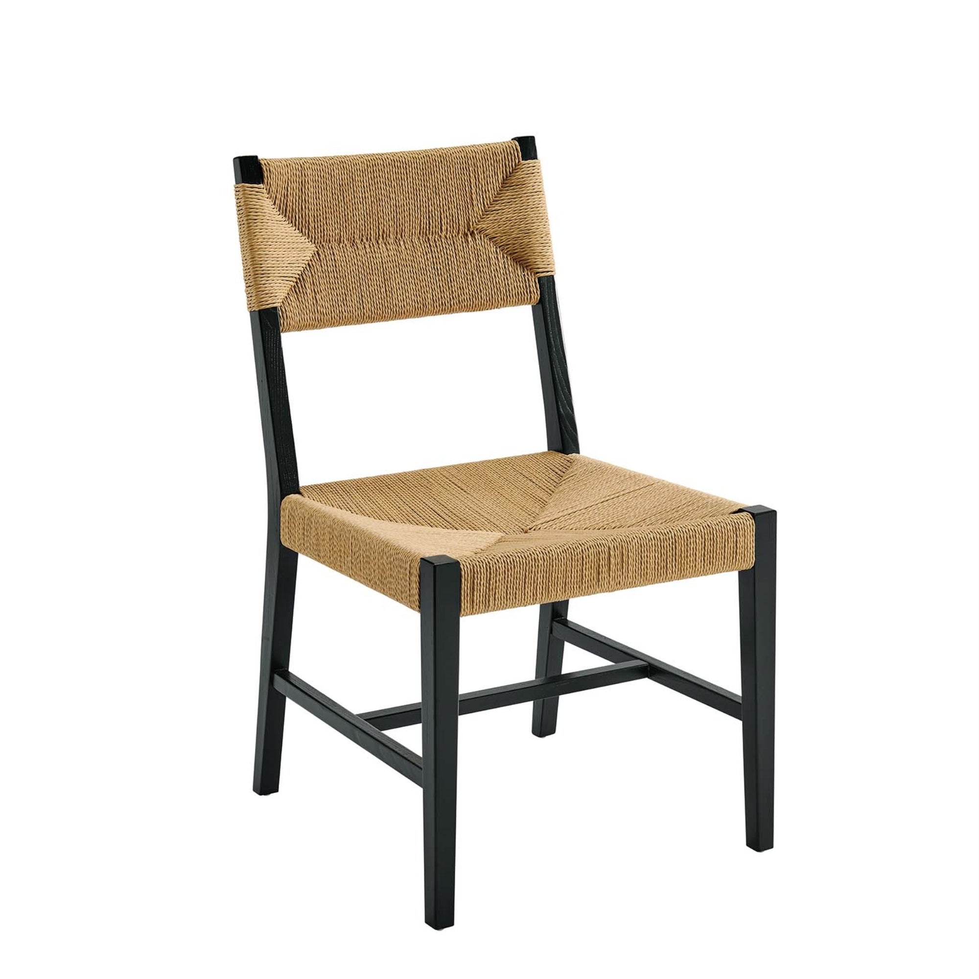 Ergode Dining Side Chair - Coastal Farmhouse Style, Woven Paper Rope Backrest & Seat, Sturdy Elm Wood Frame, 330 Lbs Weight Capacity