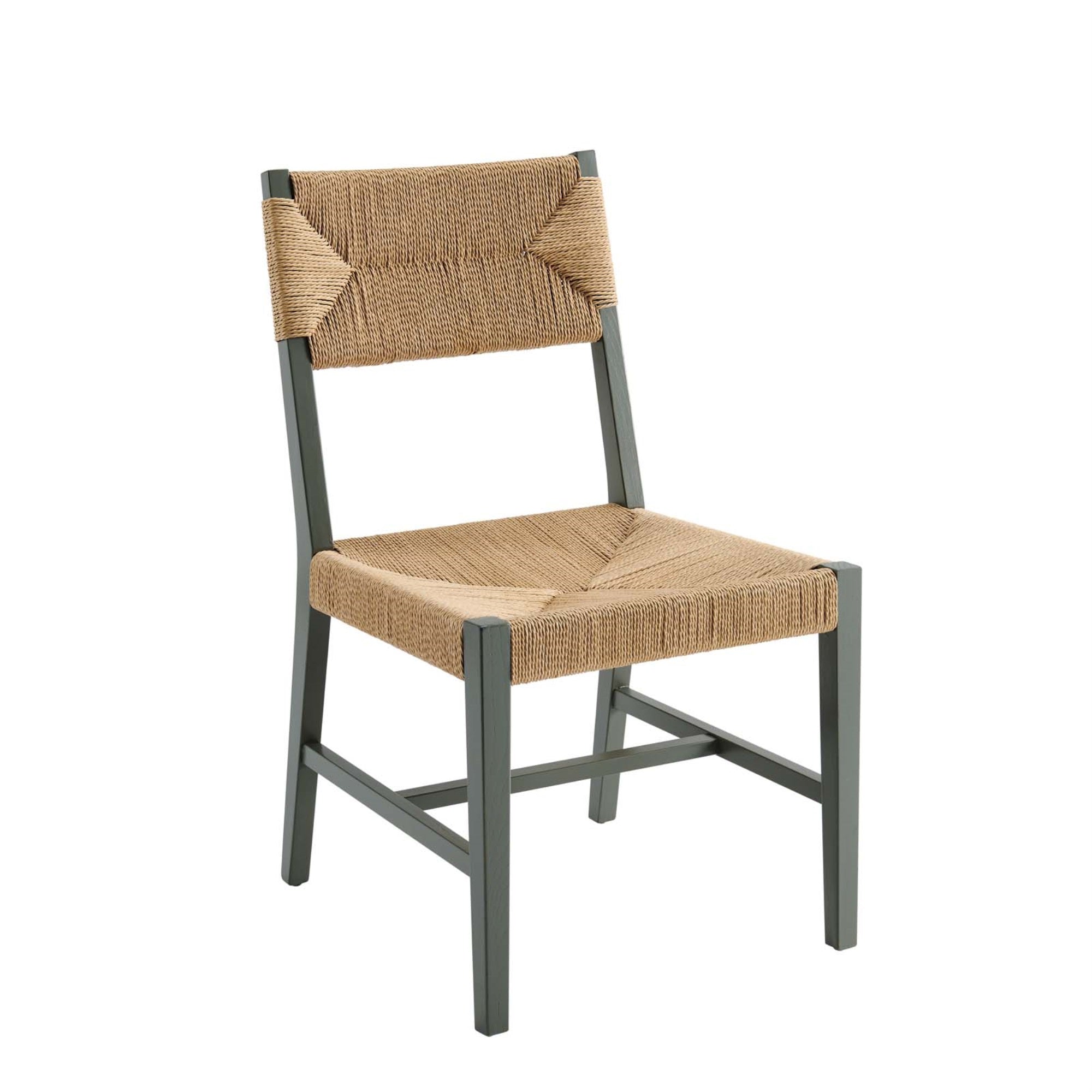 Coastal Farmhouse Woven Dining Chair With Elm Wood Frame - Bodie