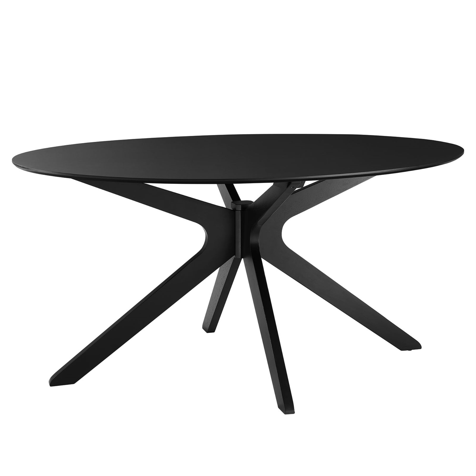 Ergode Dining Table - Modern Style, Intricate Design - Durable Rubberwood - Intercrossed Base - Easy To Clean Mdf Tabletop - 63' Oval Shape