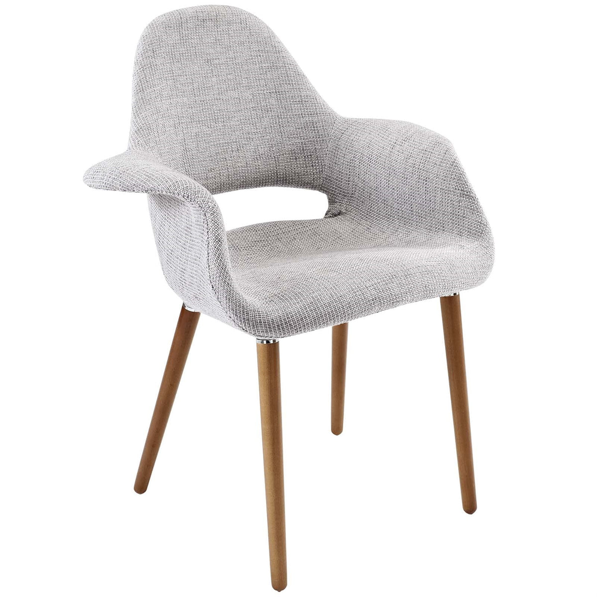 Casafoyer Aegis Mid-Century Modern Upholstered Fabric Dining Chair With Wood Legs In Light Gray