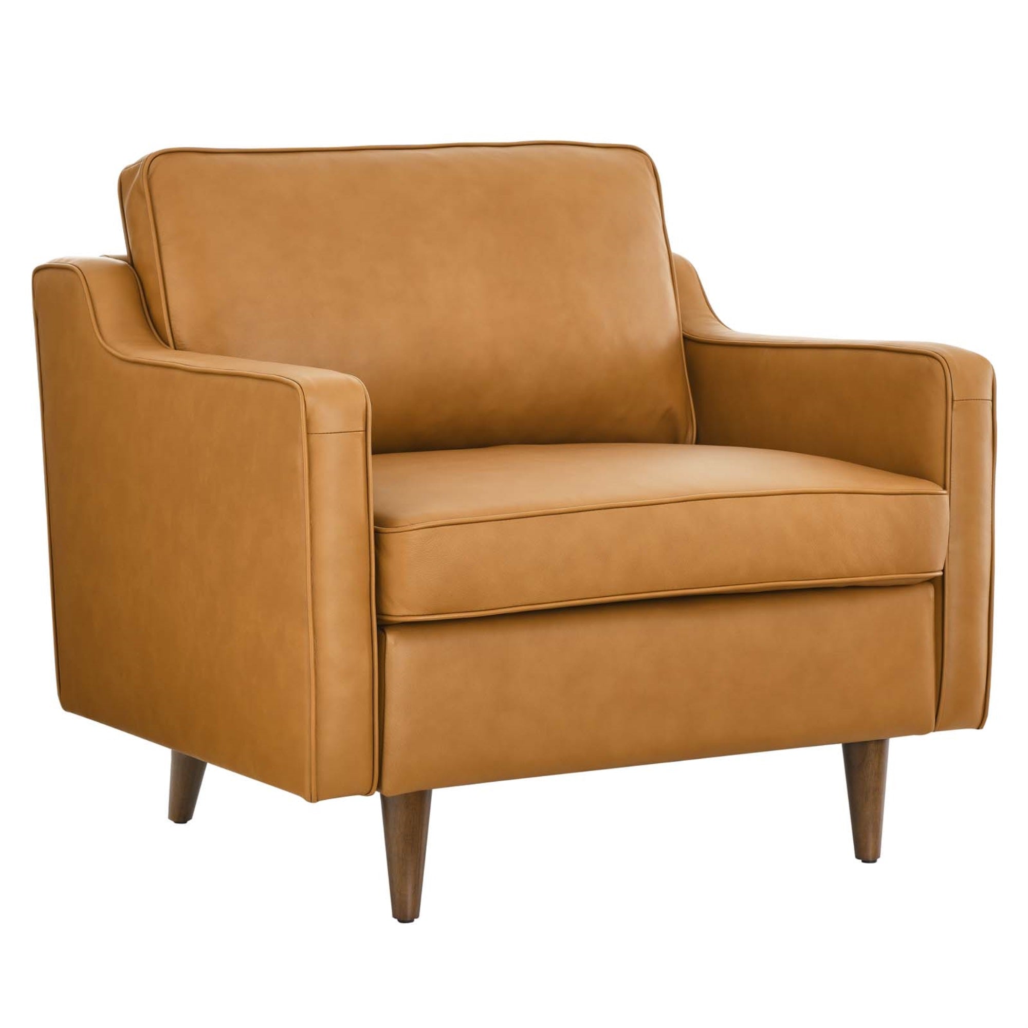 Ergode Upholstered Genuine Leather Armchair - Stylish, Comfortable, Durable. Perfect For Small Spaces. French Piping. 331 Lbs Weight Capacity.