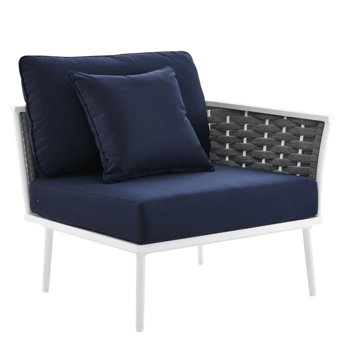Casafoyer Stance Modern Fabric & Aluminum Outdoor Right-Facing Armchair In Navy