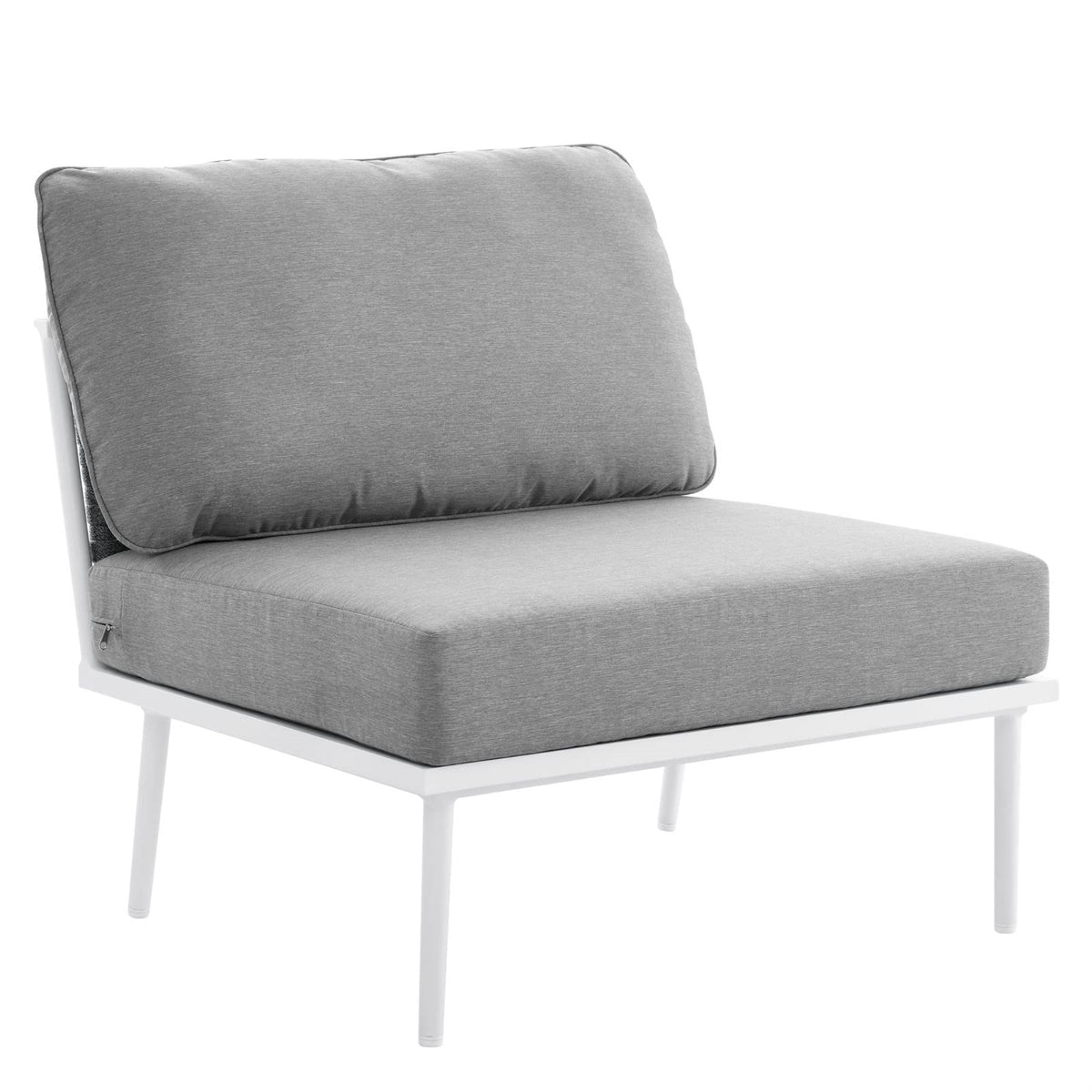 Casafoyer Stance Outdoor Patio Woven Rope Aluminum Armless Chair In White Gray