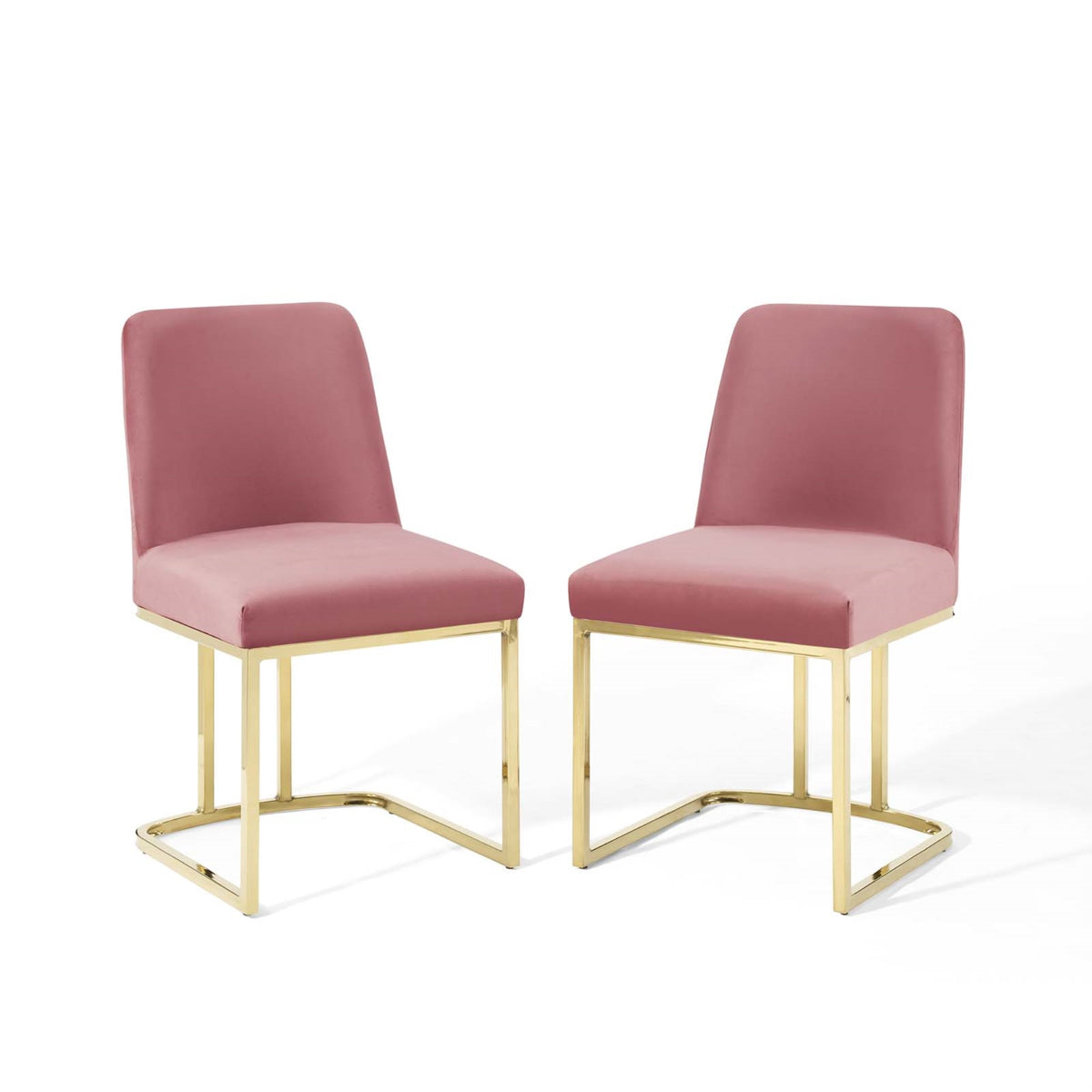 Amplify Sled Base Performance Velvet Dining Chairs - Set Of 2