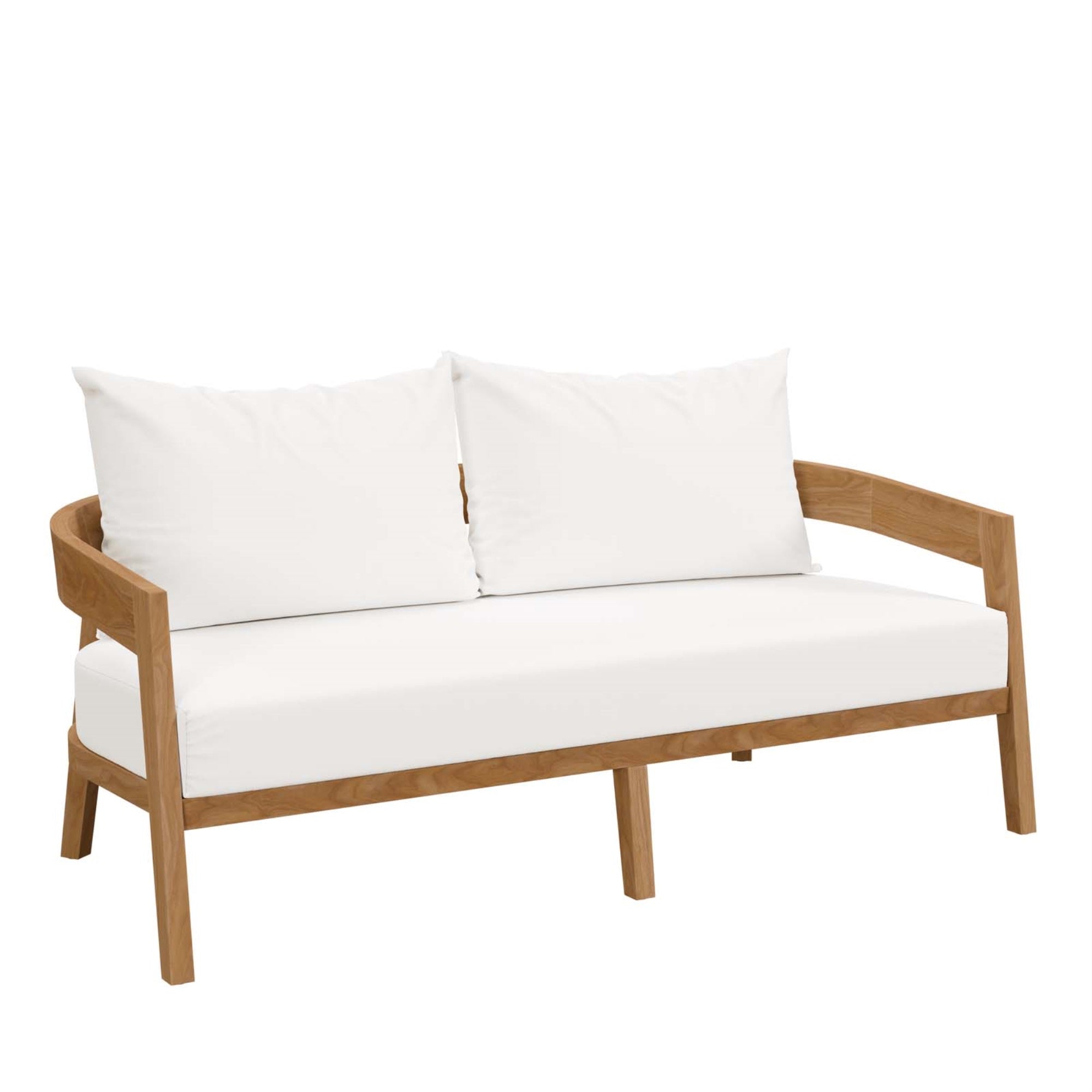 Ergode Outdoor Patio Loveseat - Premium Teak Wood, Sunproof Cushions, 800 Lb Capacity, Modern Design