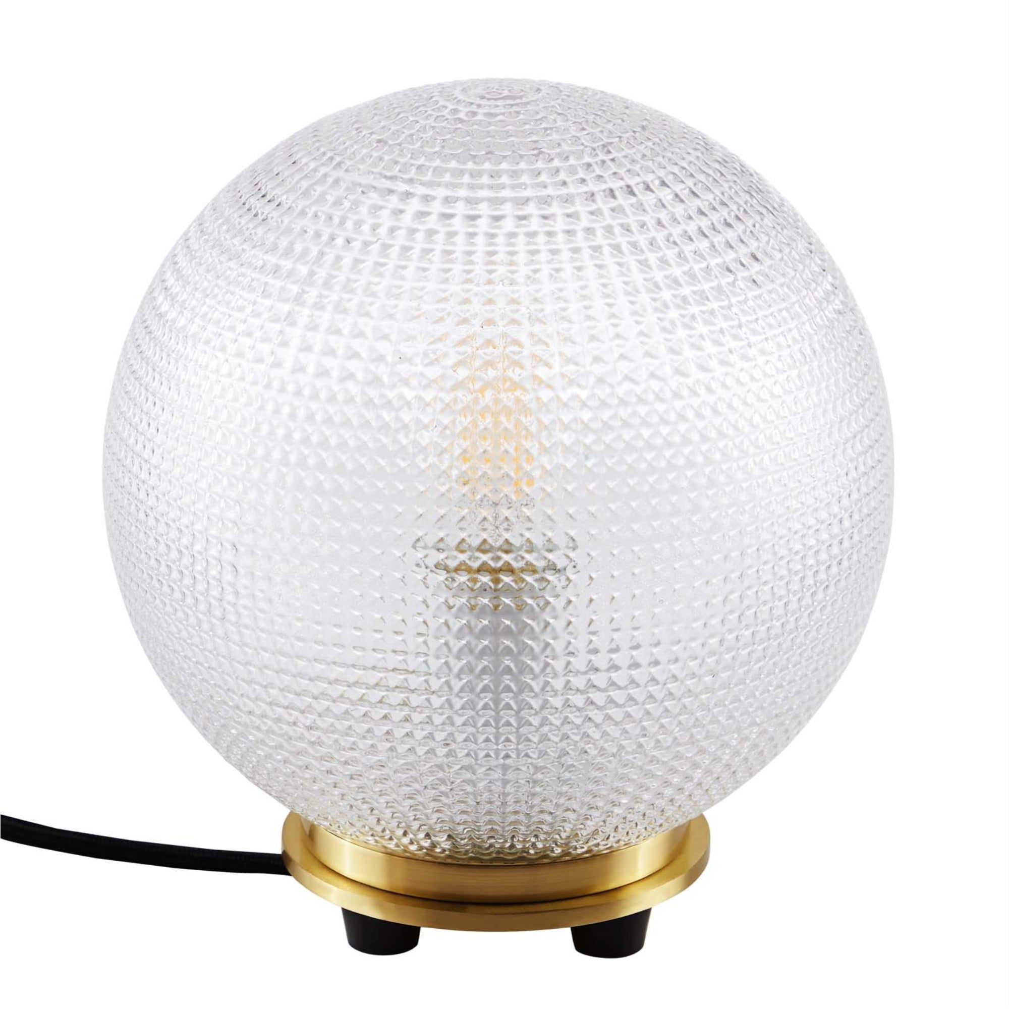 Ergode Frosted Glass Table Lamp - Contemporary Design With Geometric Texture & Satin Brass Base - Perfect For Bedroom, Living Room, Office - Dimmer Switch Compatible - Bulb Not Included