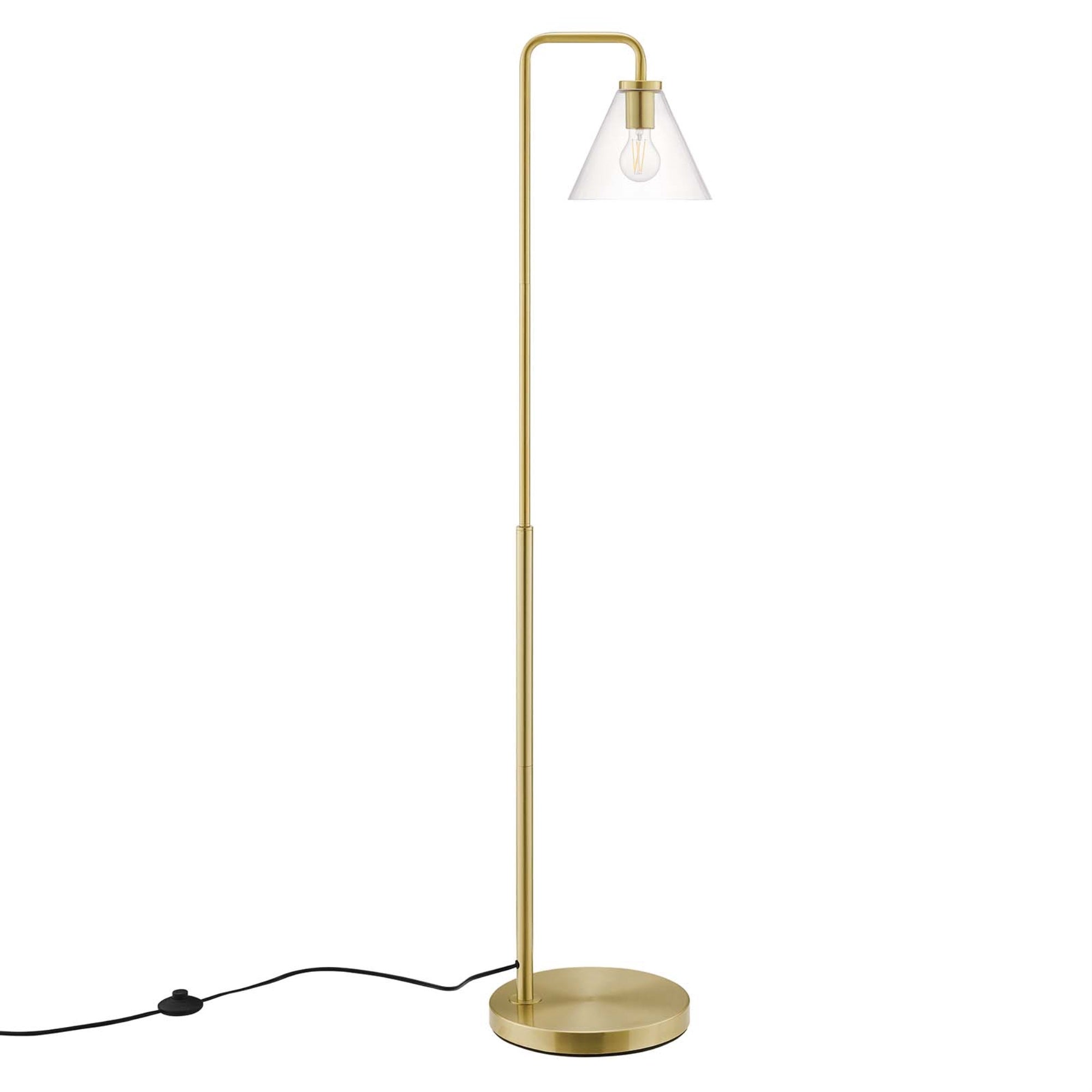 Element Transparent Glass Glass And Metal Floor Lamp