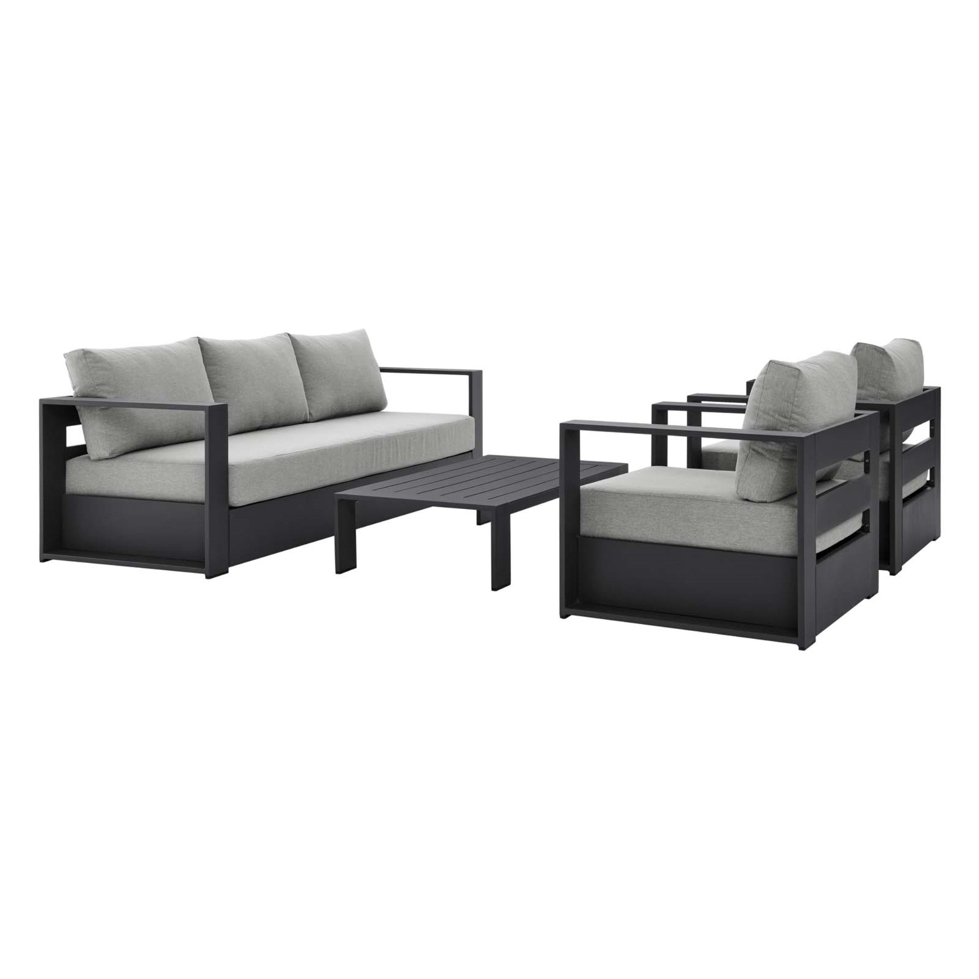 Ergode Aluminum 4-Piece Outdoor Patio Set | Sleek Design | Sunproof & Water-Resistant | Removable Cushions | Easy Assembly | Weight Capacity: Chair 331 Lbs, Sofa 993 Lbs