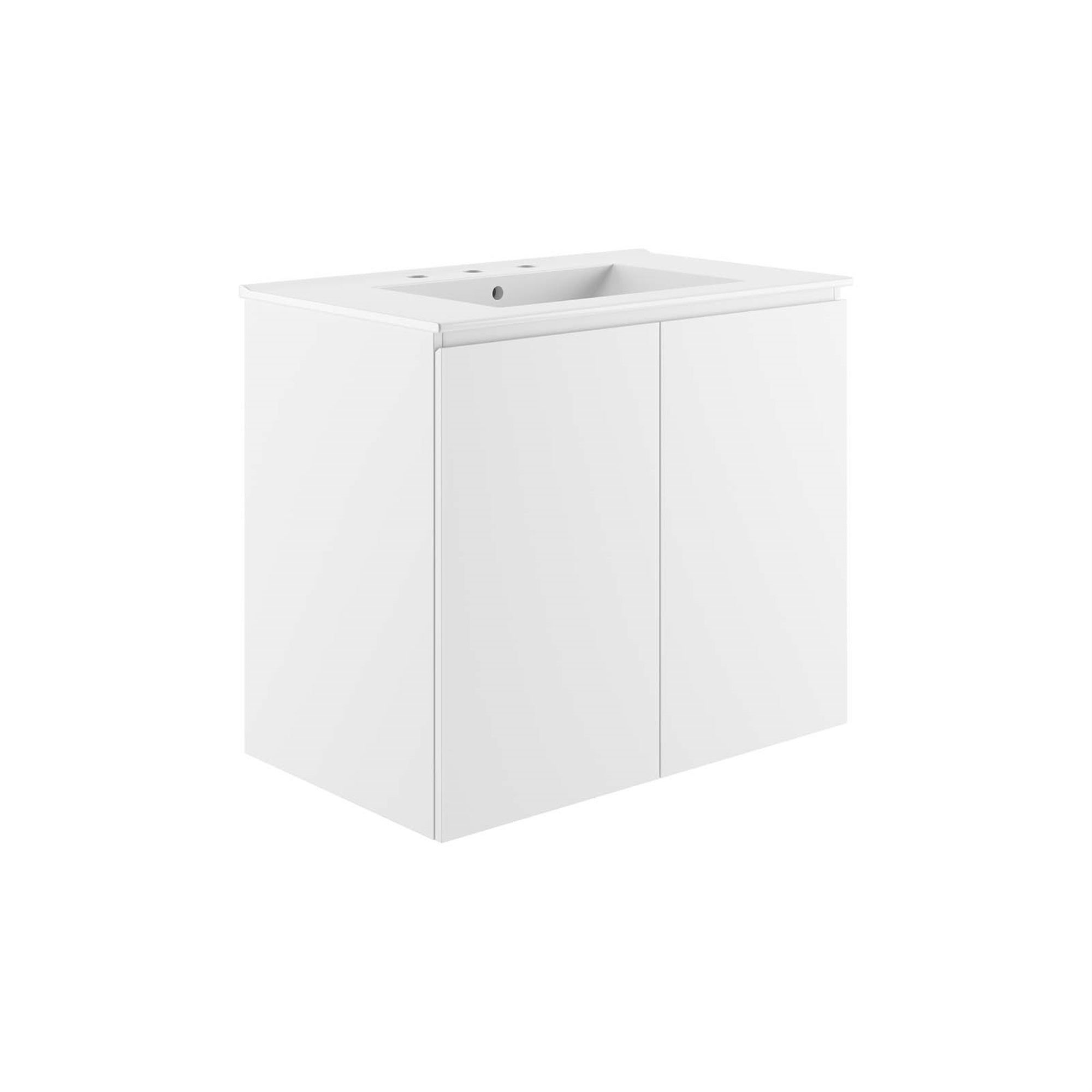 Ergode 30' Wall-Mount Bathroom Vanity - Sleek & Contemporary Design, Durable Construction, Ample Storage, Ceramic Sink Basin, Easy Assembly