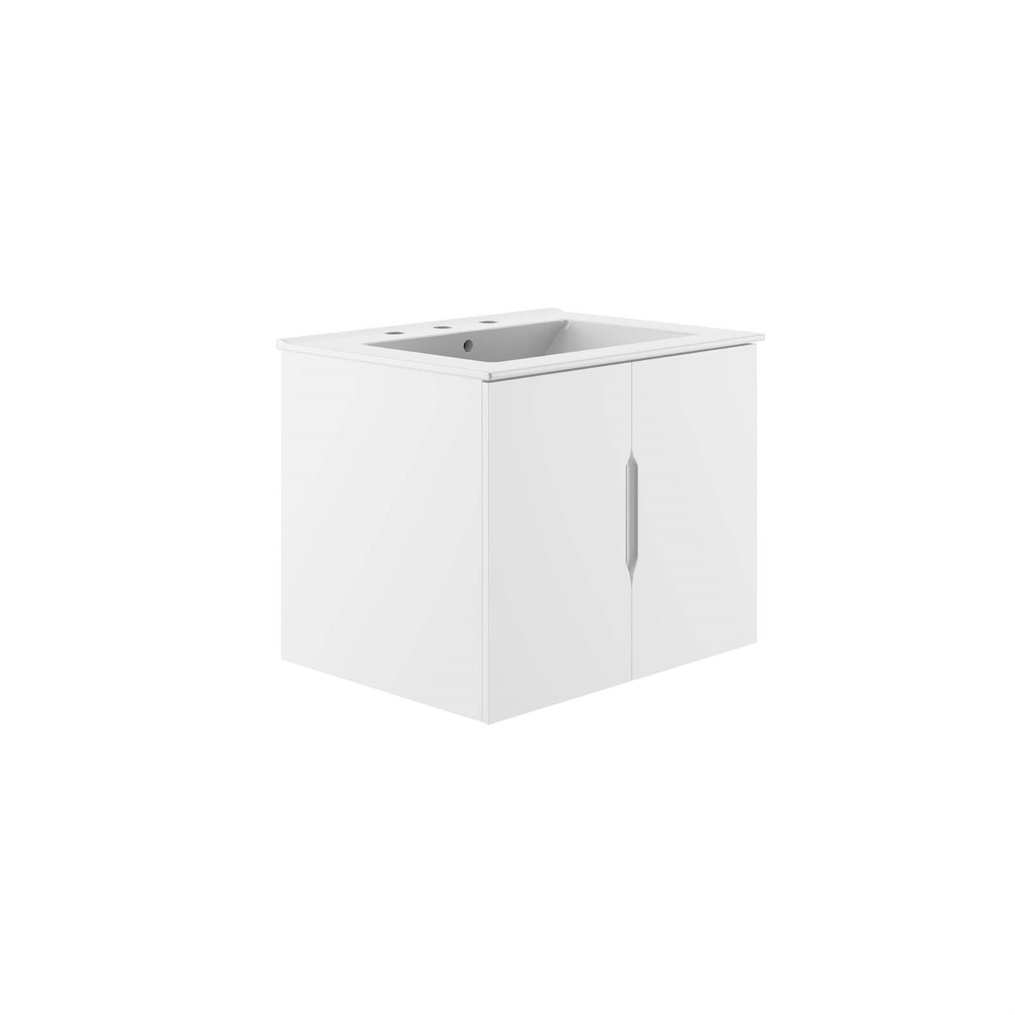 Ergode 24' Wall-Mount Bathroom Vanity Set - Ample Storage, Sleek Design, Ceramic Sink Basin. Upgrade Your Bathroom With This Modern And Convenient Vanity.