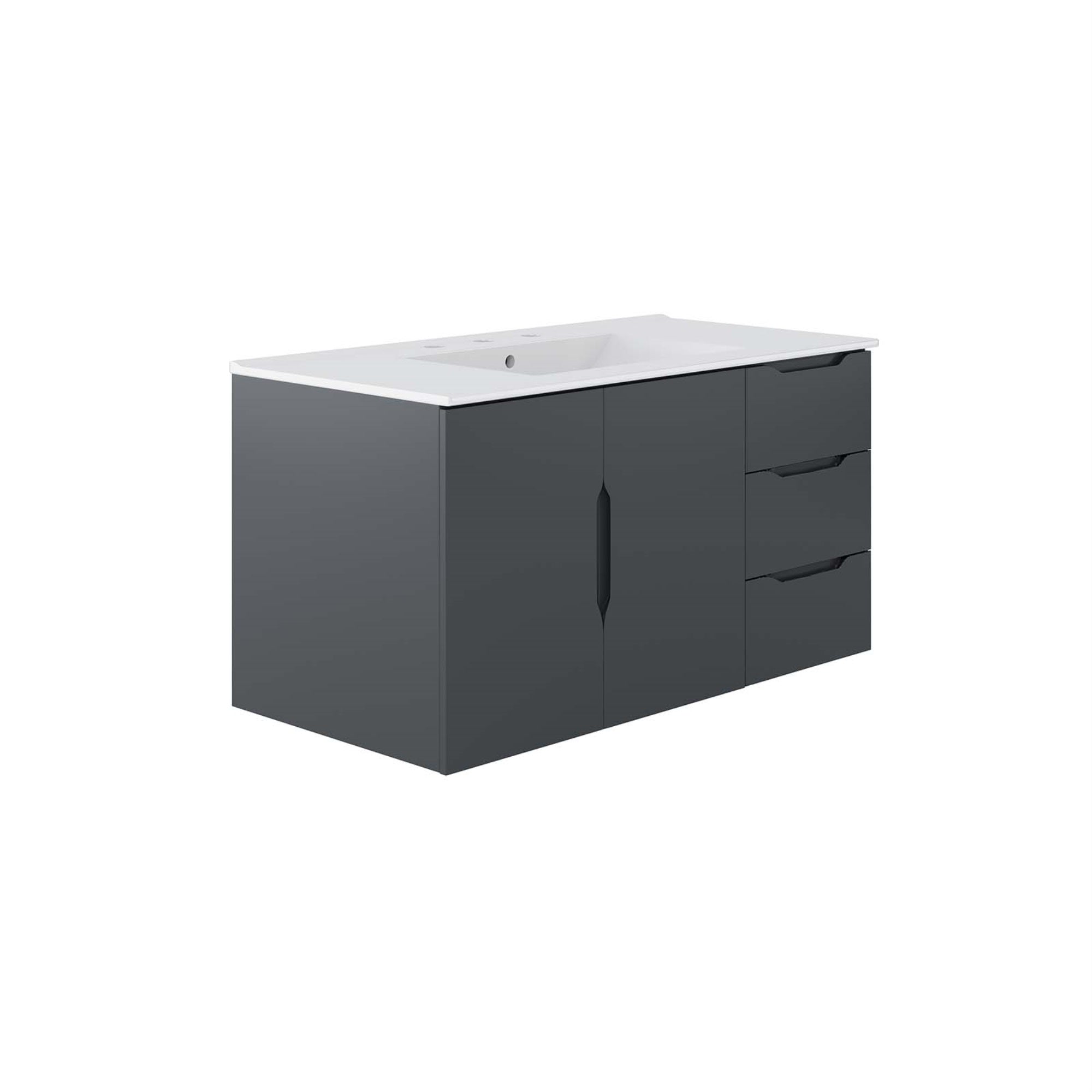 Ergode 36' Wall-Mount Bathroom Vanity With Ample Storage, Sleek Design, And Ceramic Sink Basin
