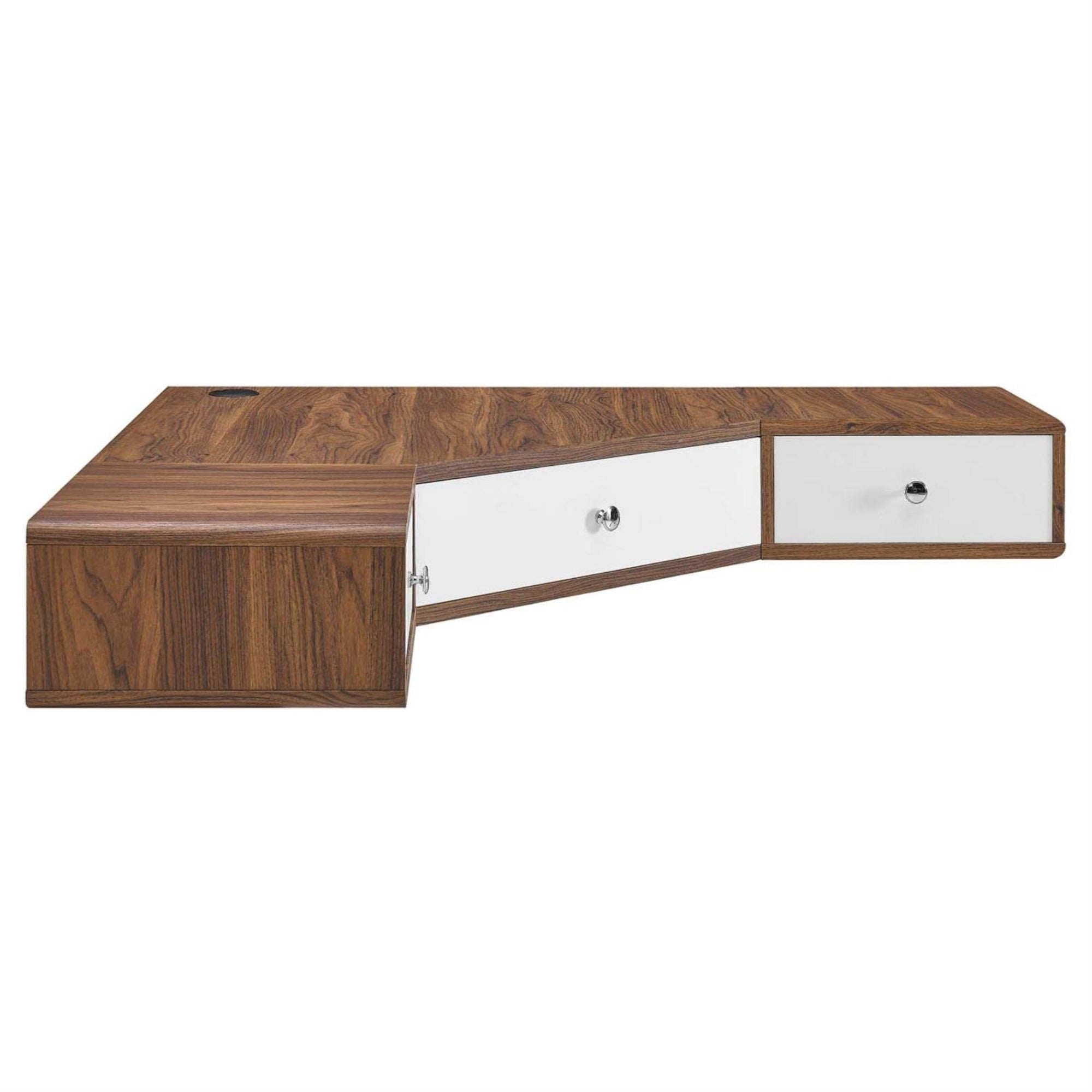 Casafoyer Transmit 47' Wall Mount Corner Wood Office Desk In Walnut/White