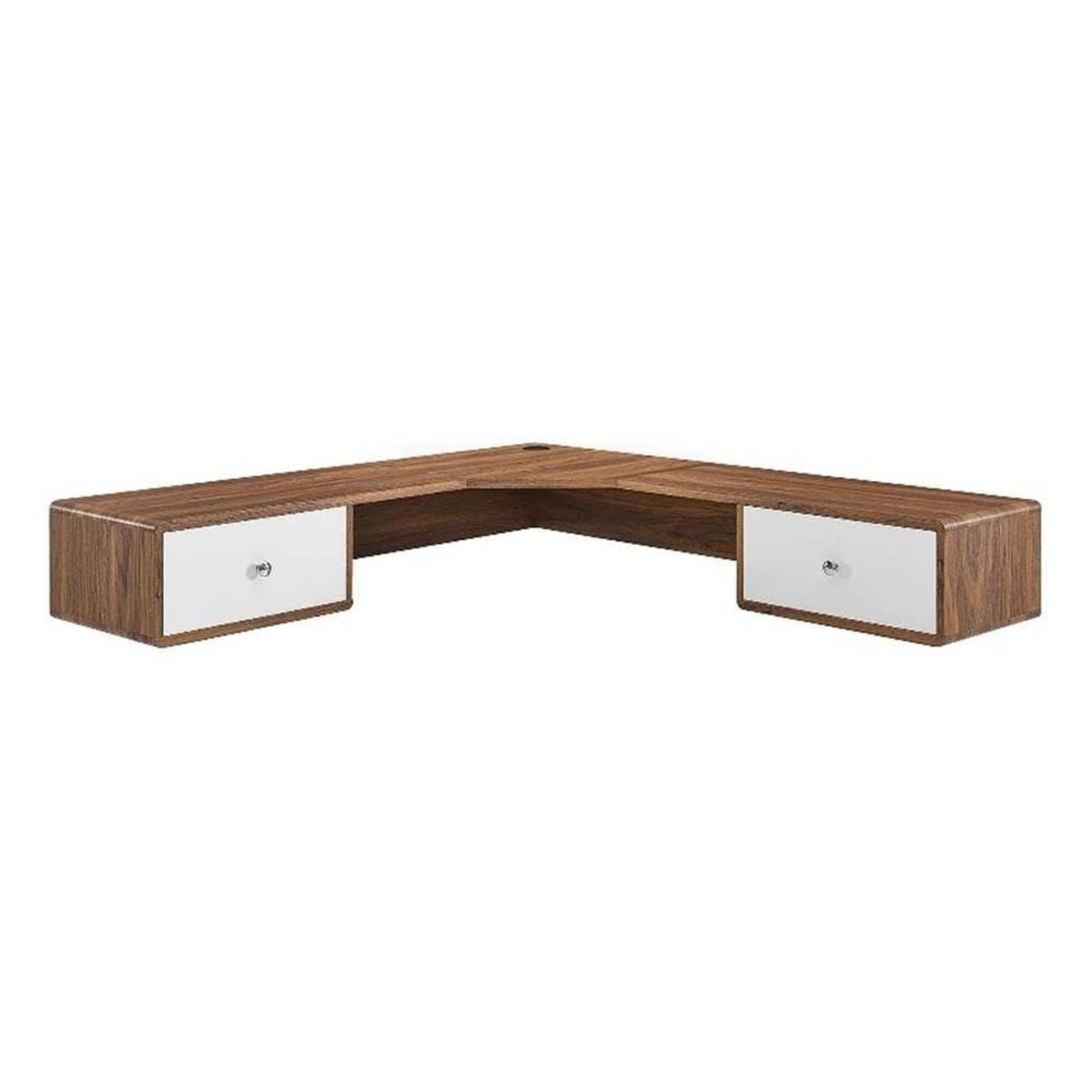 Casafoyer Transmit 55' Wall Mount Corner Wood Office Desk In Walnut/White